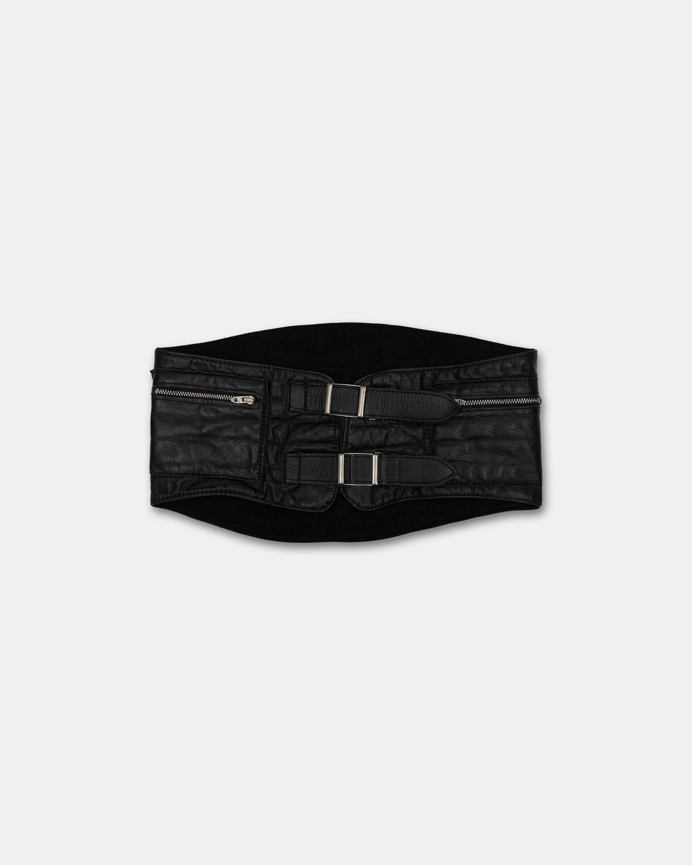 Vintage 1960s Motorcycle Pocket Leather Belt Black