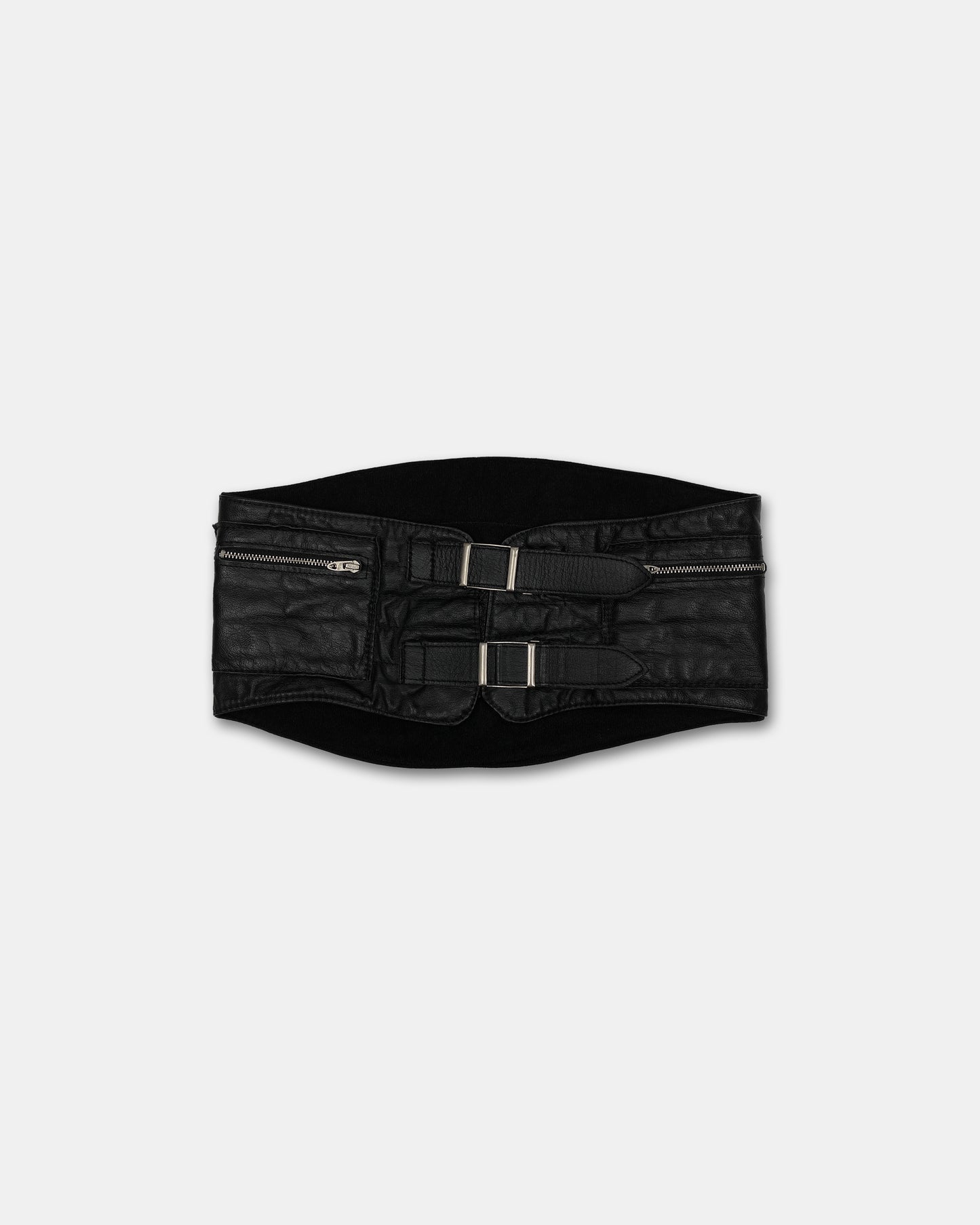 Vintage 1960s Motorcycle Pocket Leather Belt Black
