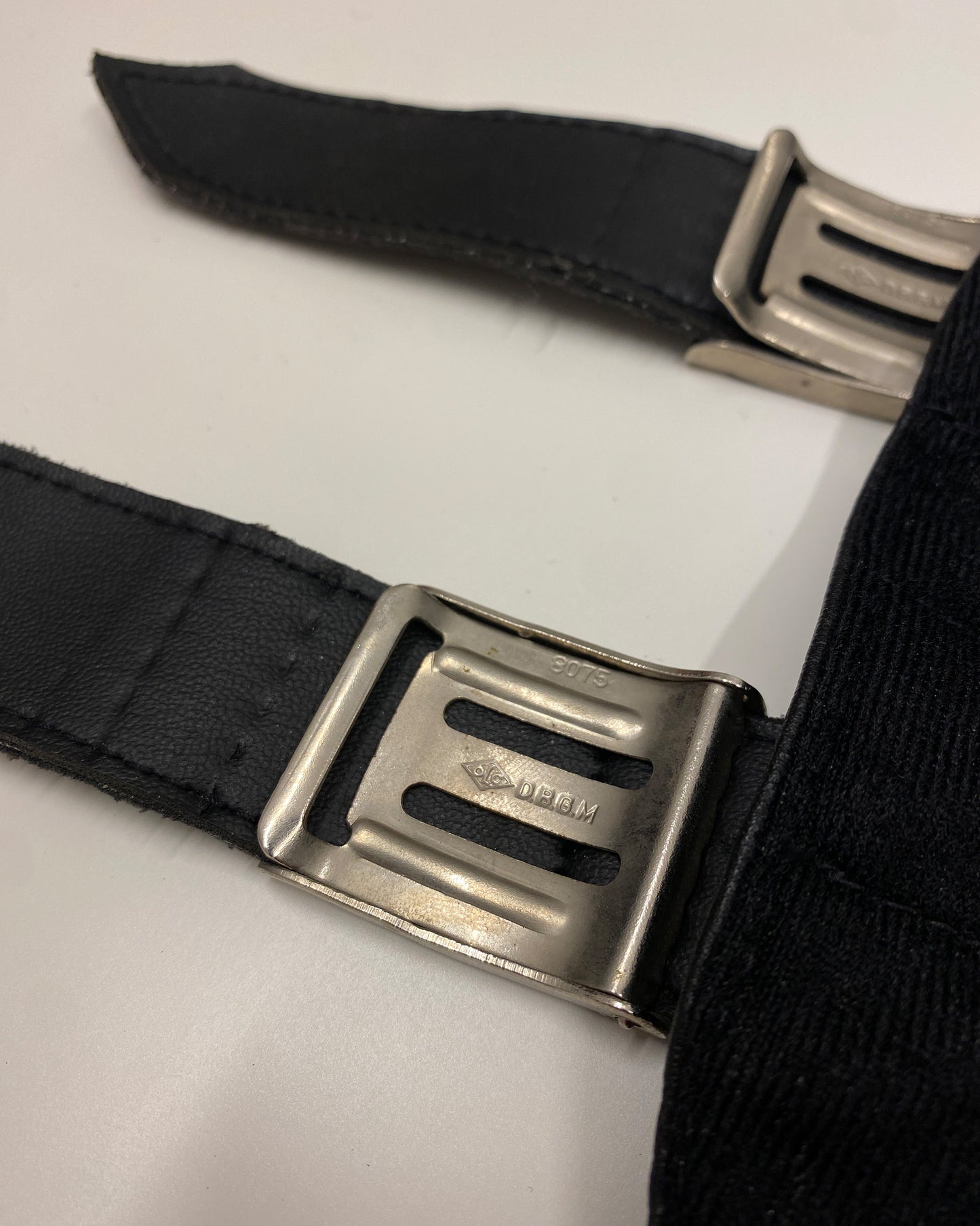 Vintage 1960s Motorcycle Pocket Leather Belt Black