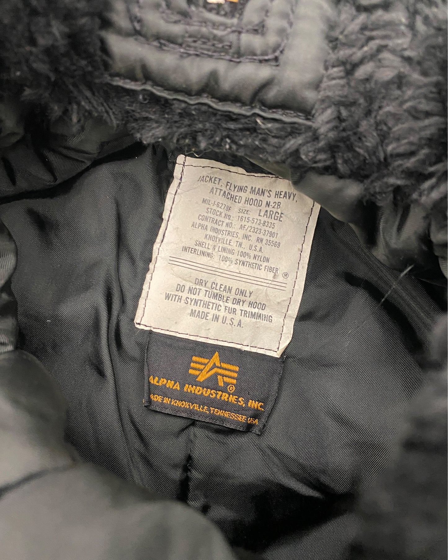 Alpha Industries – N2B Bomberjacke, schwarz, 1990er-Jahre, hergestellt in den USA 