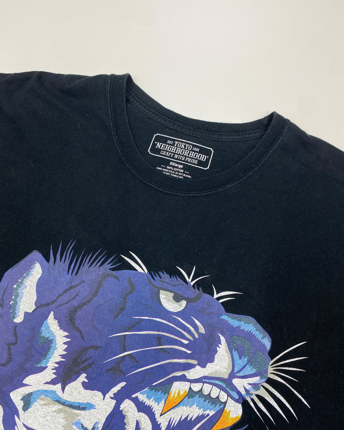 Neighborhood 2020s Tiger Print T-Shirt Black