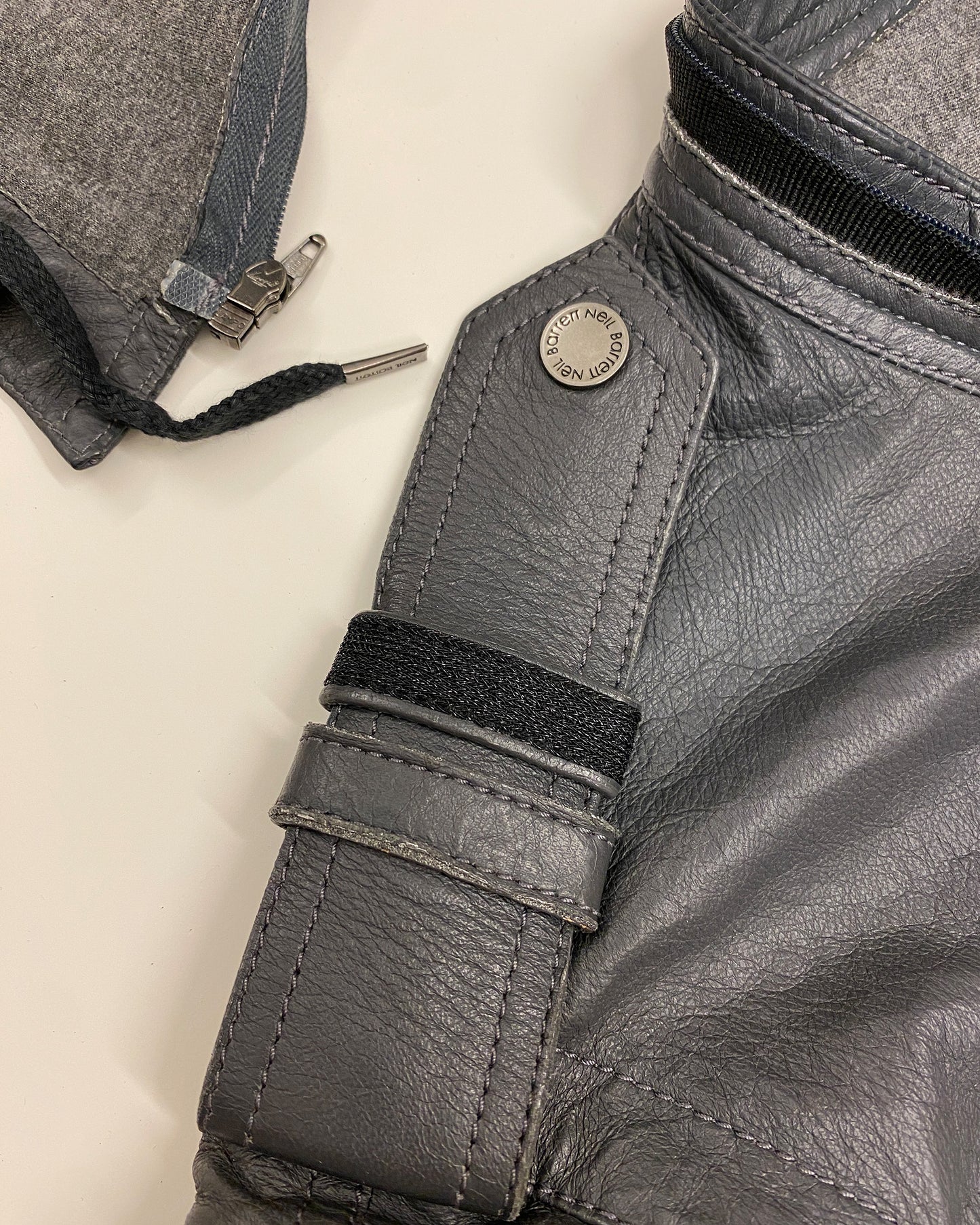 Neil Barrett SS2011 2in1 Hooded Double Zip Thin Leather Coat Grey