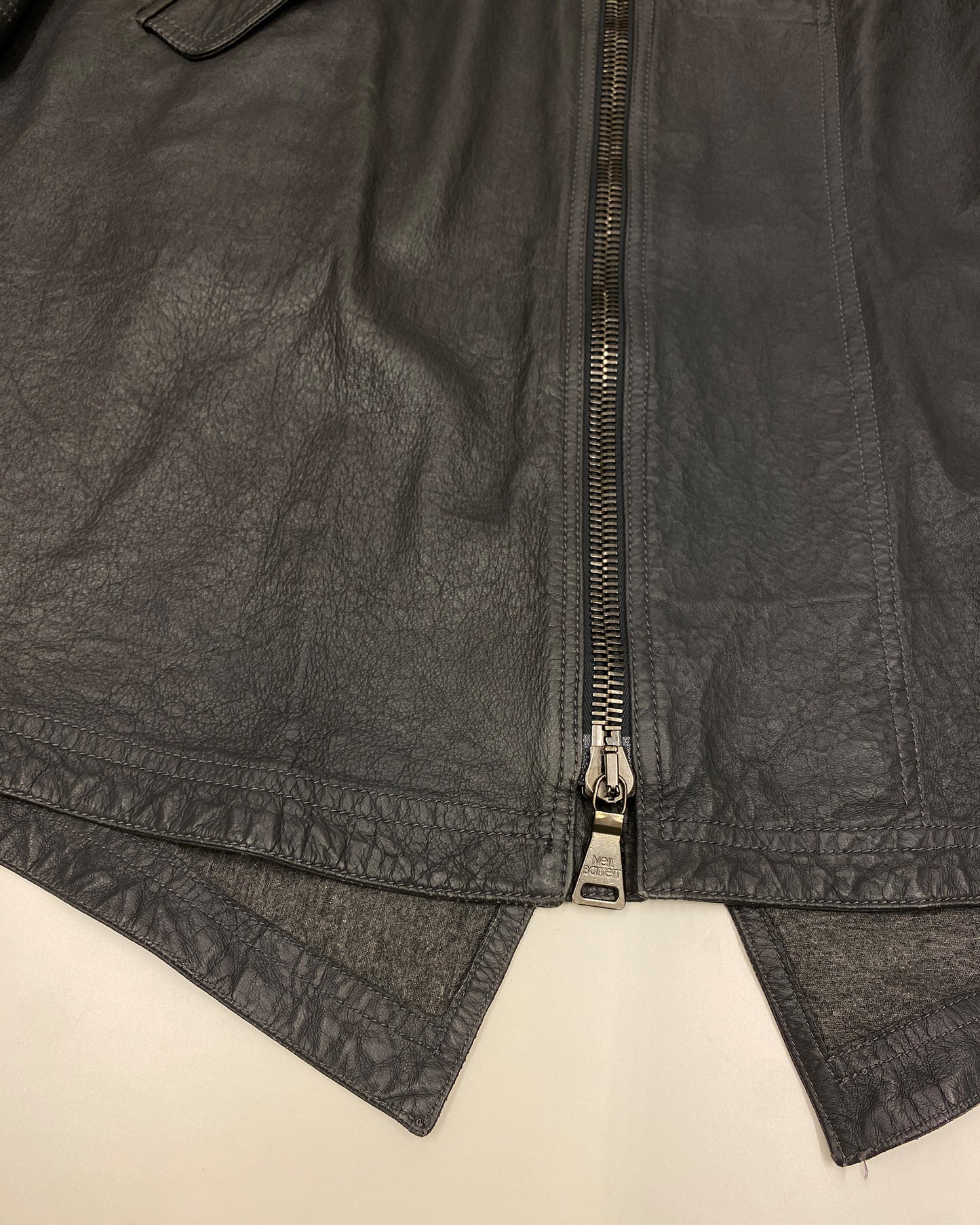 Neil Barrett SS2011 2in1 Hooded Double Zip Thin Leather Coat Grey