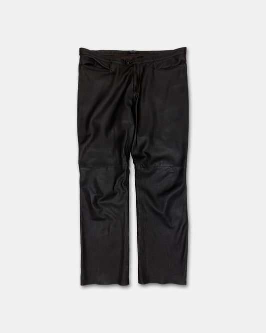 Neil Barrett 2000s Soft Leather Pants Dark Brown Black