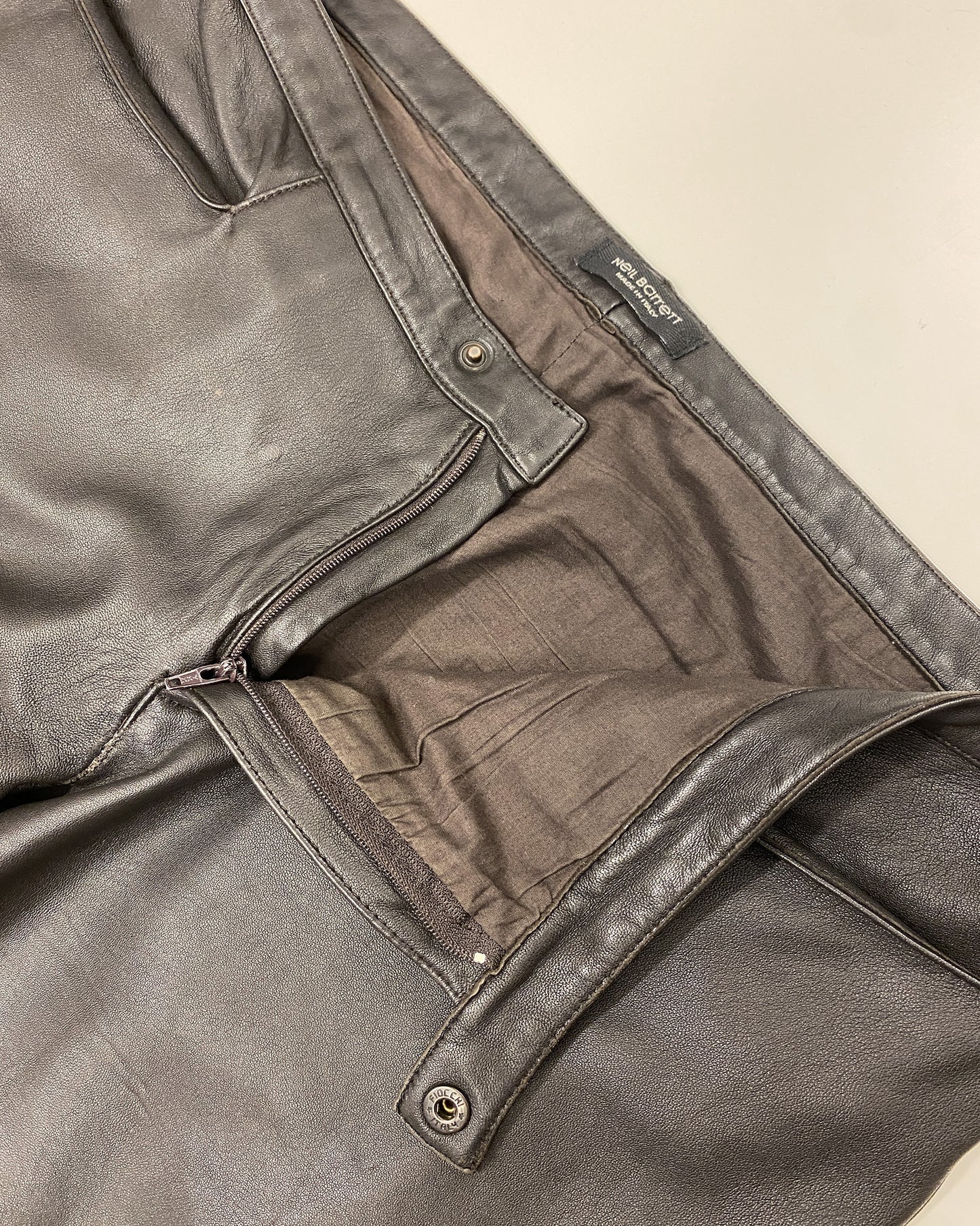 Neil Barrett 2000s Soft Leather Pants Dark Brown Black