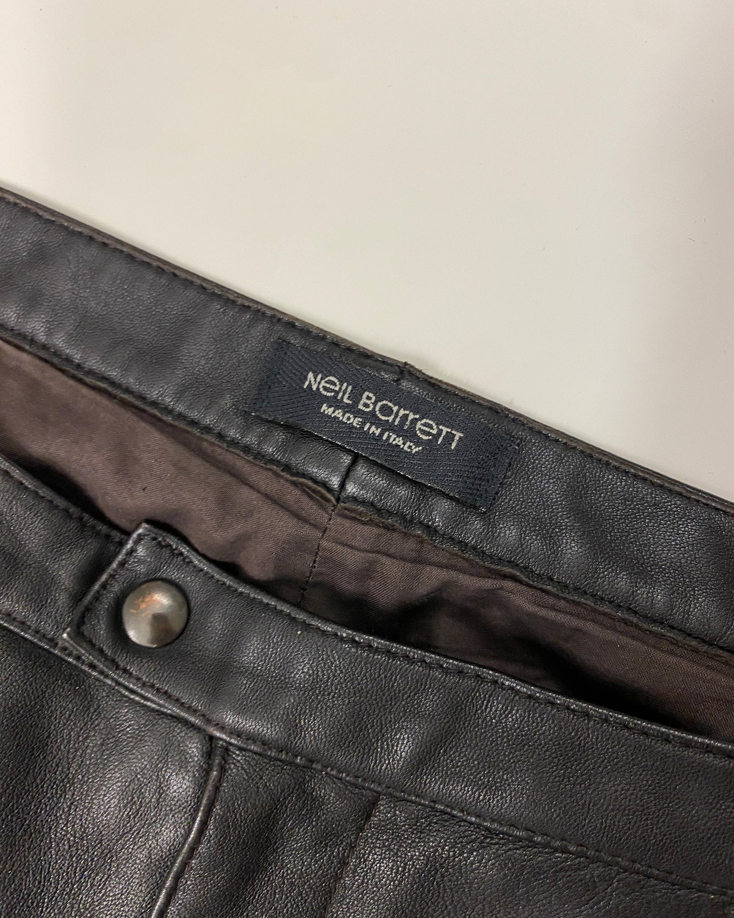 Neil Barrett 2000s Soft Leather Pants Dark Brown Black