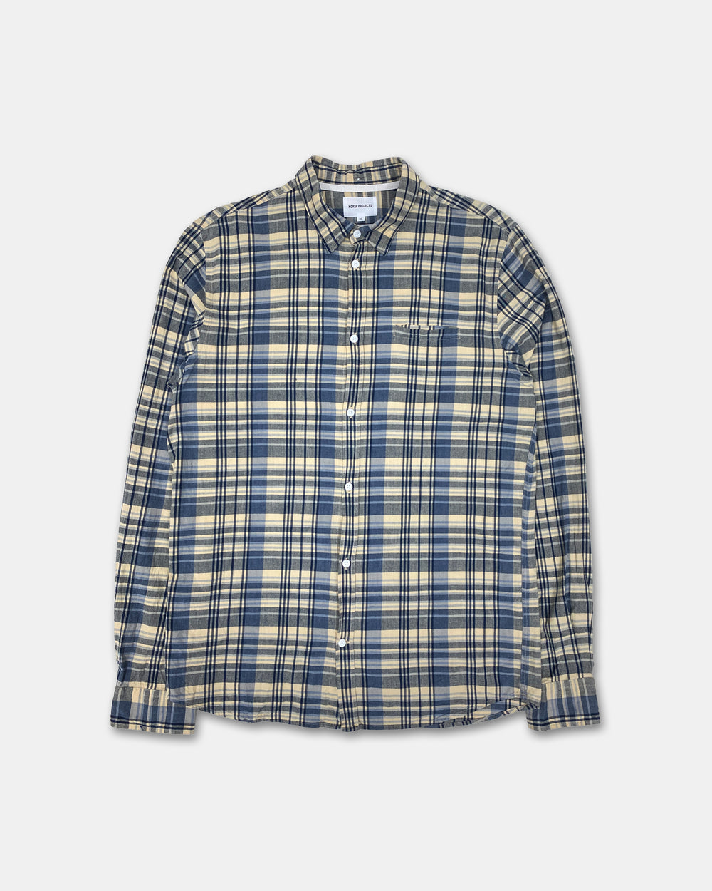 Norse Projects 2010s Checkered Hidden Button Down Shirt Blue