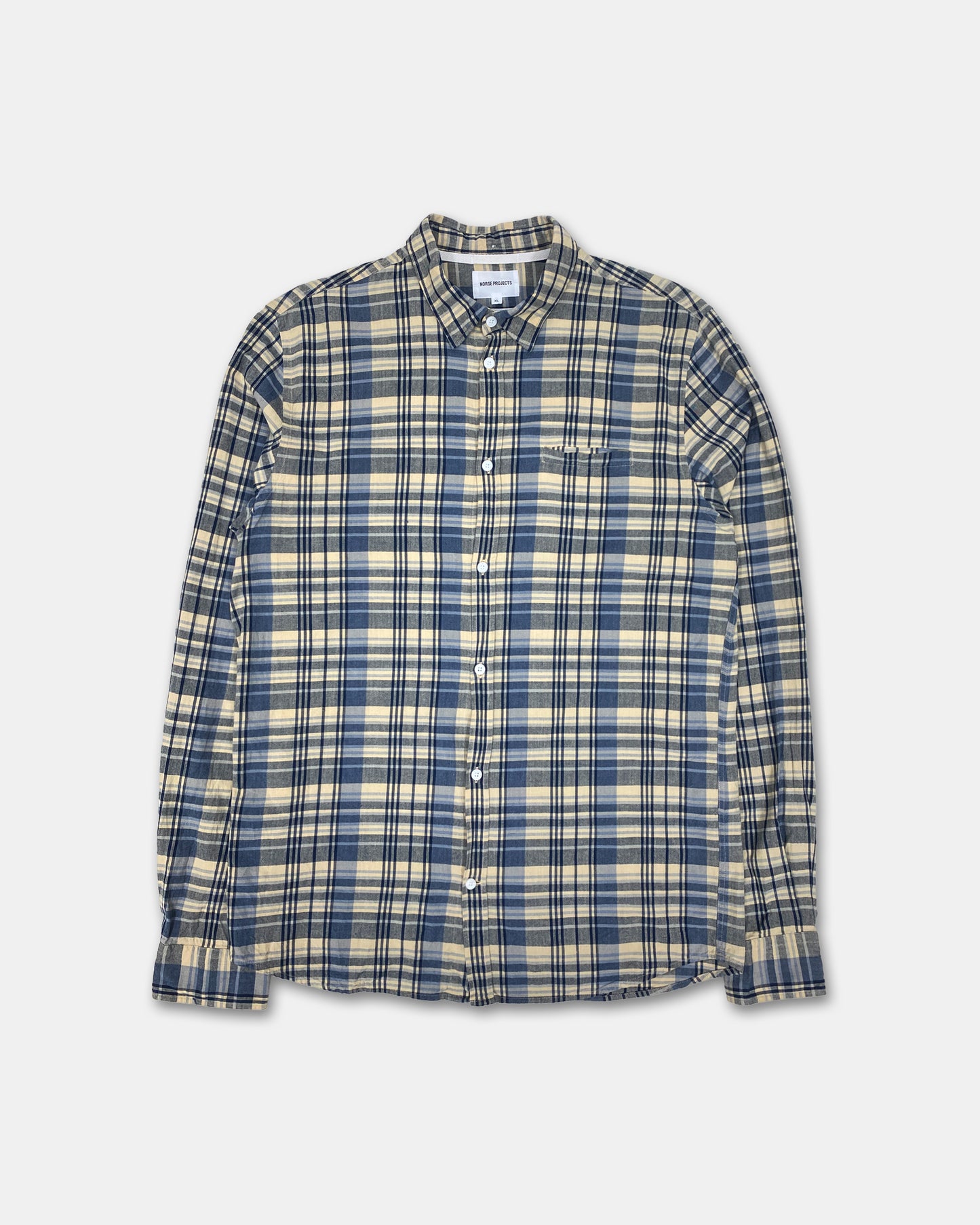 Norse Projects 2010s Checkered Hidden Button Down Shirt Blue