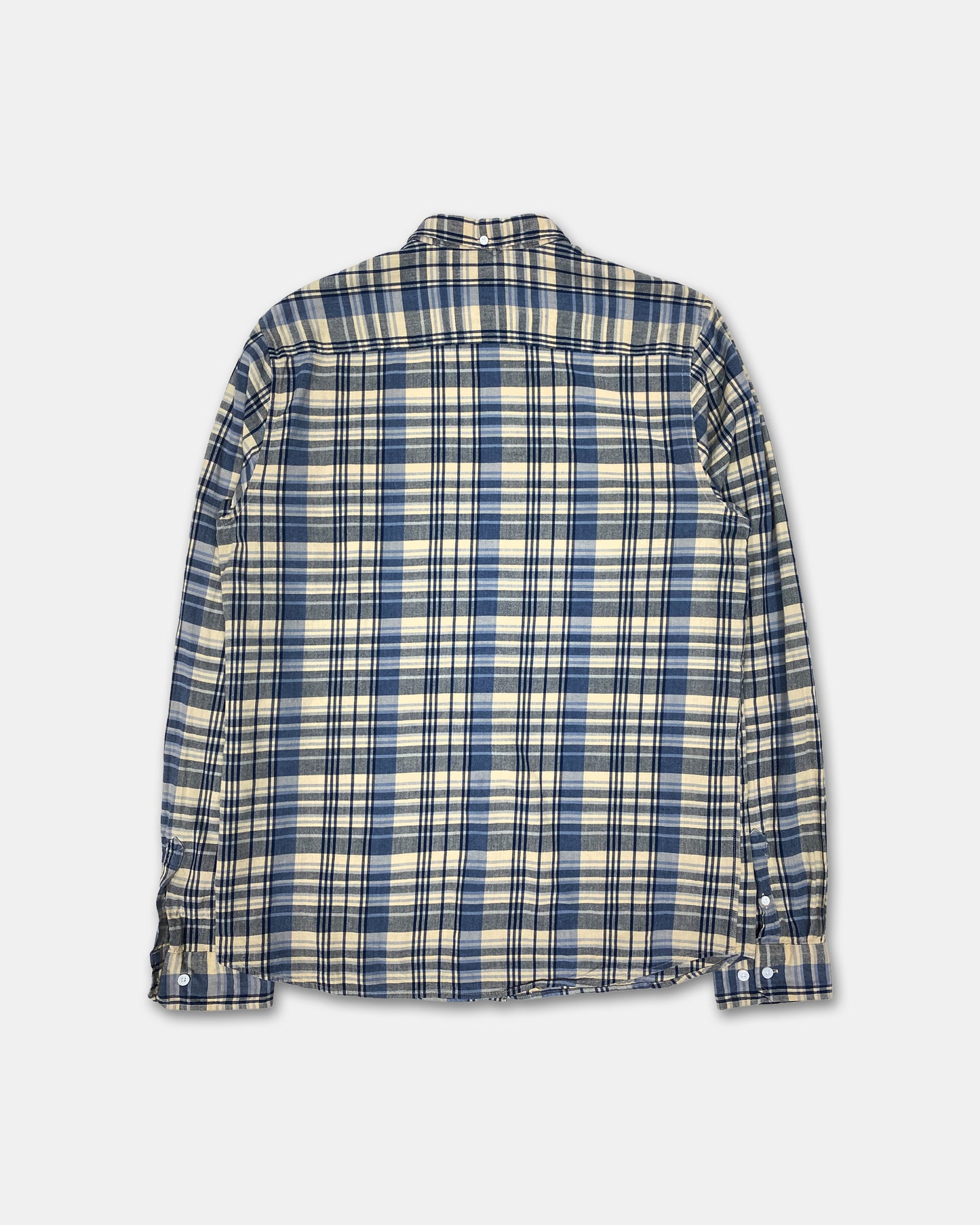 Norse Projects 2010s Checkered Hidden Button Down Shirt Blue