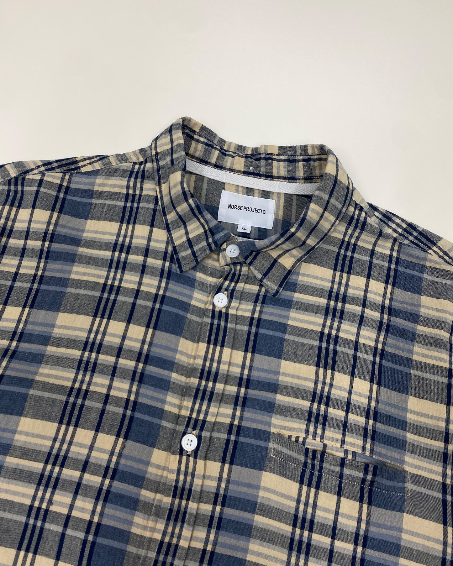 Norse Projects 2010s Checkered Hidden Button Down Shirt Blue