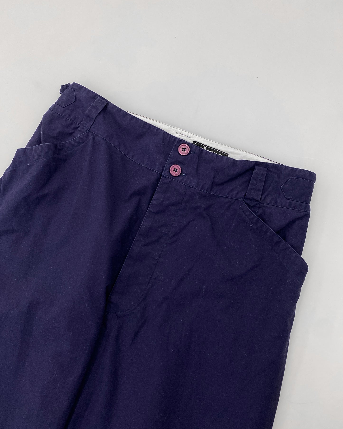 Vintage 1990s Adjustable Wide Leg Cotton Pants Navy