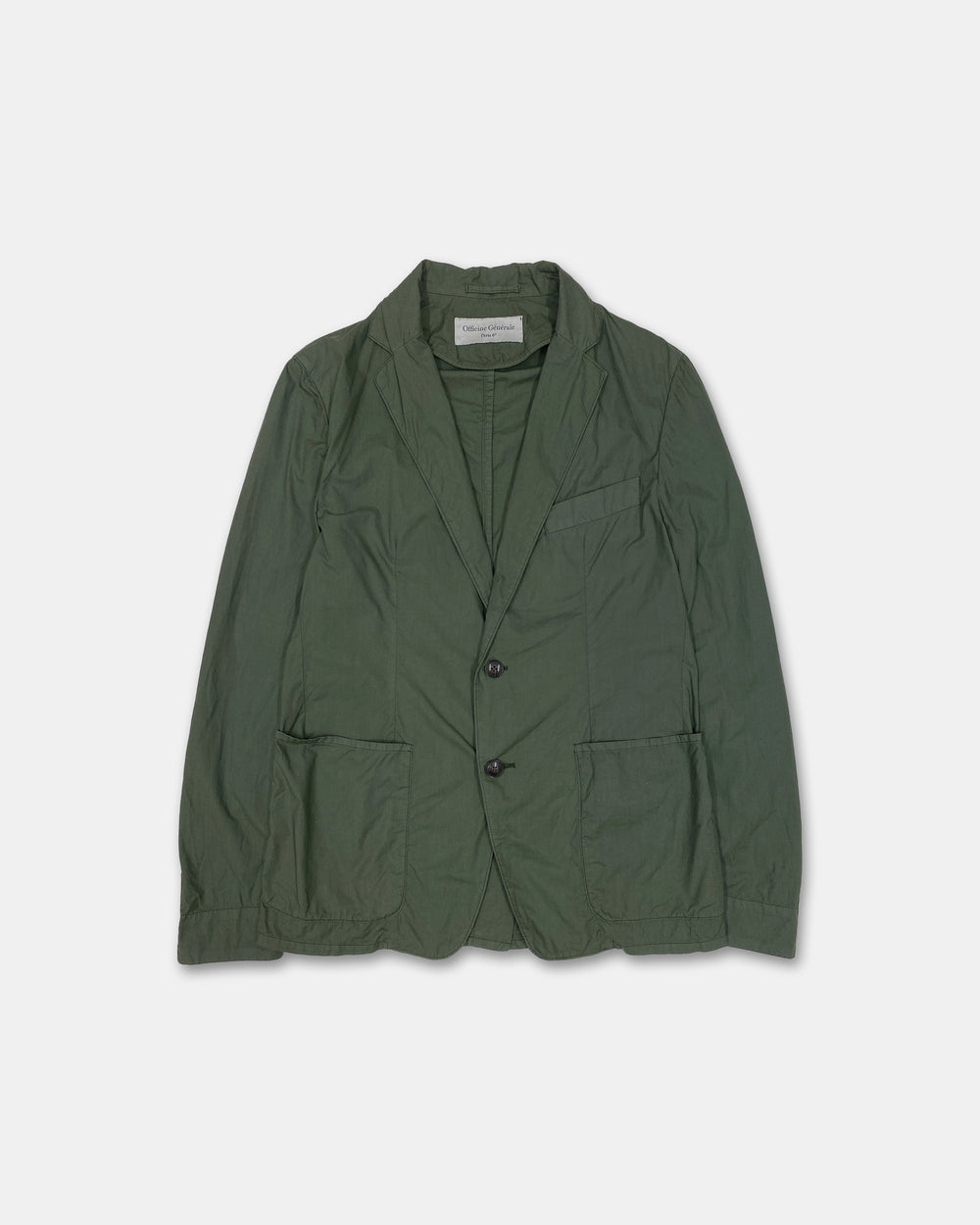 Officine Générale 2010s Cotton Light Blazer Jacket Khaki Green