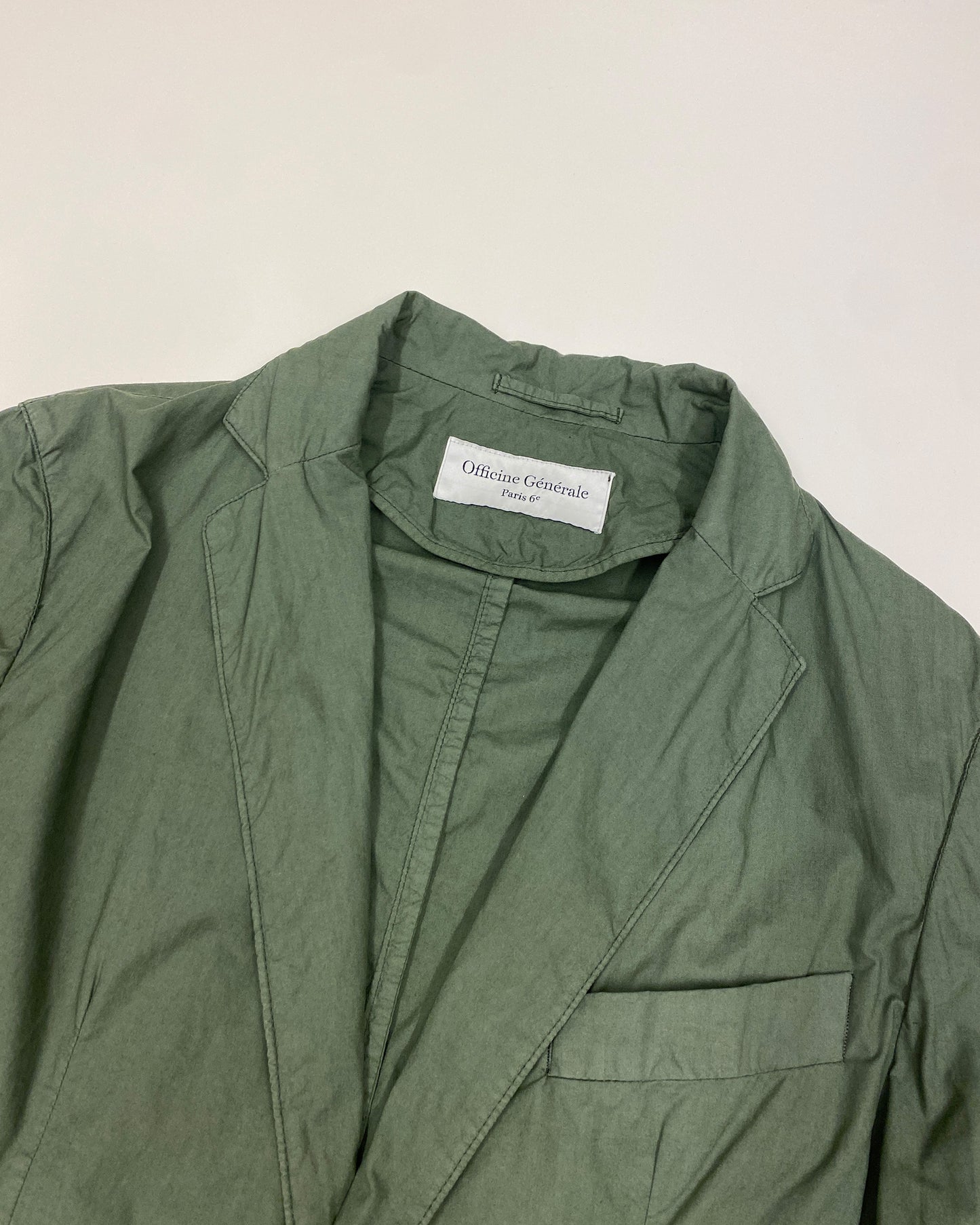 Officine Générale 2010s Cotton Light Blazer Jacket Khaki Green