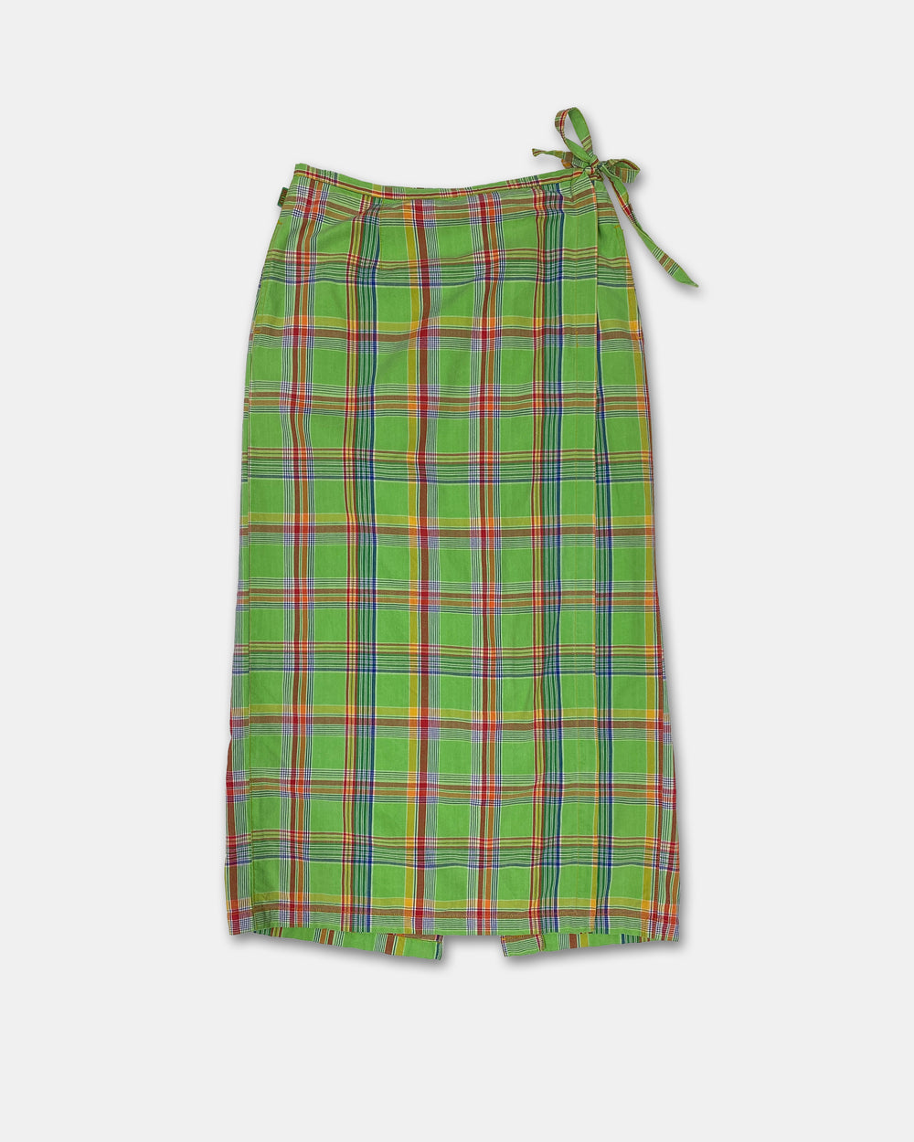 Oilily 1980s Checkered Wrap Cotton Skirt Green