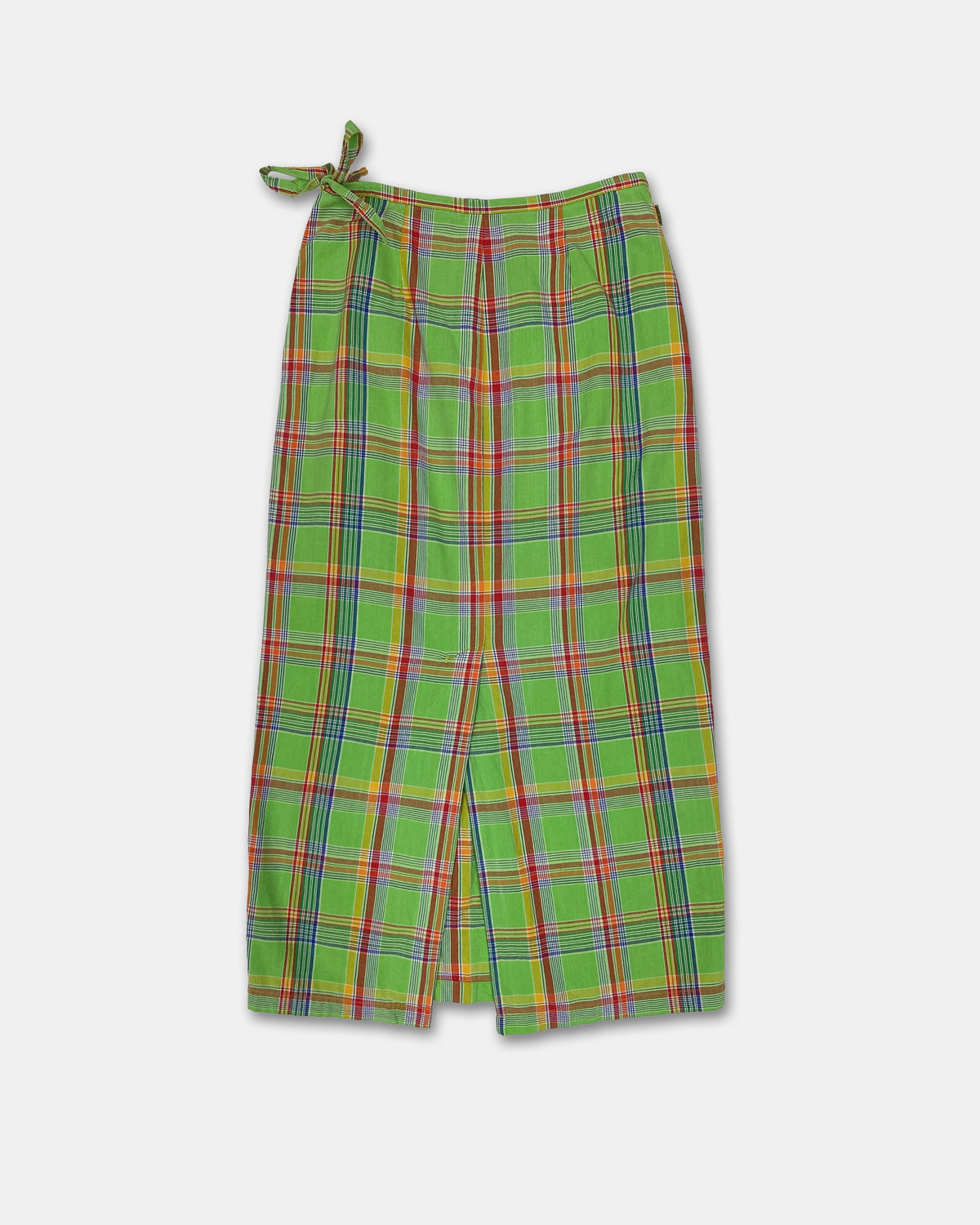 Oilily 1980s Checkered Wrap Cotton Skirt Green