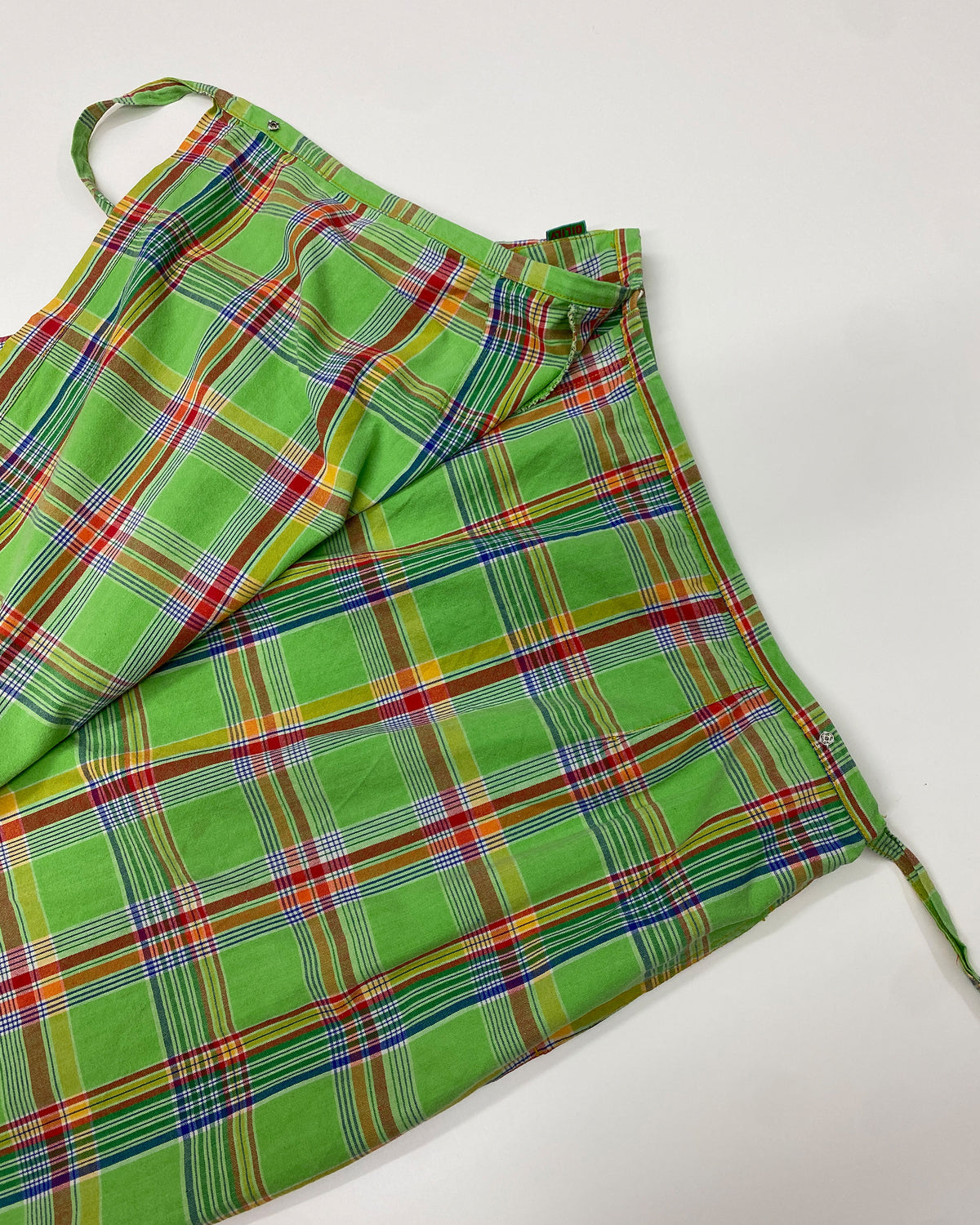Oilily 1980s Checkered Wrap Cotton Skirt Green