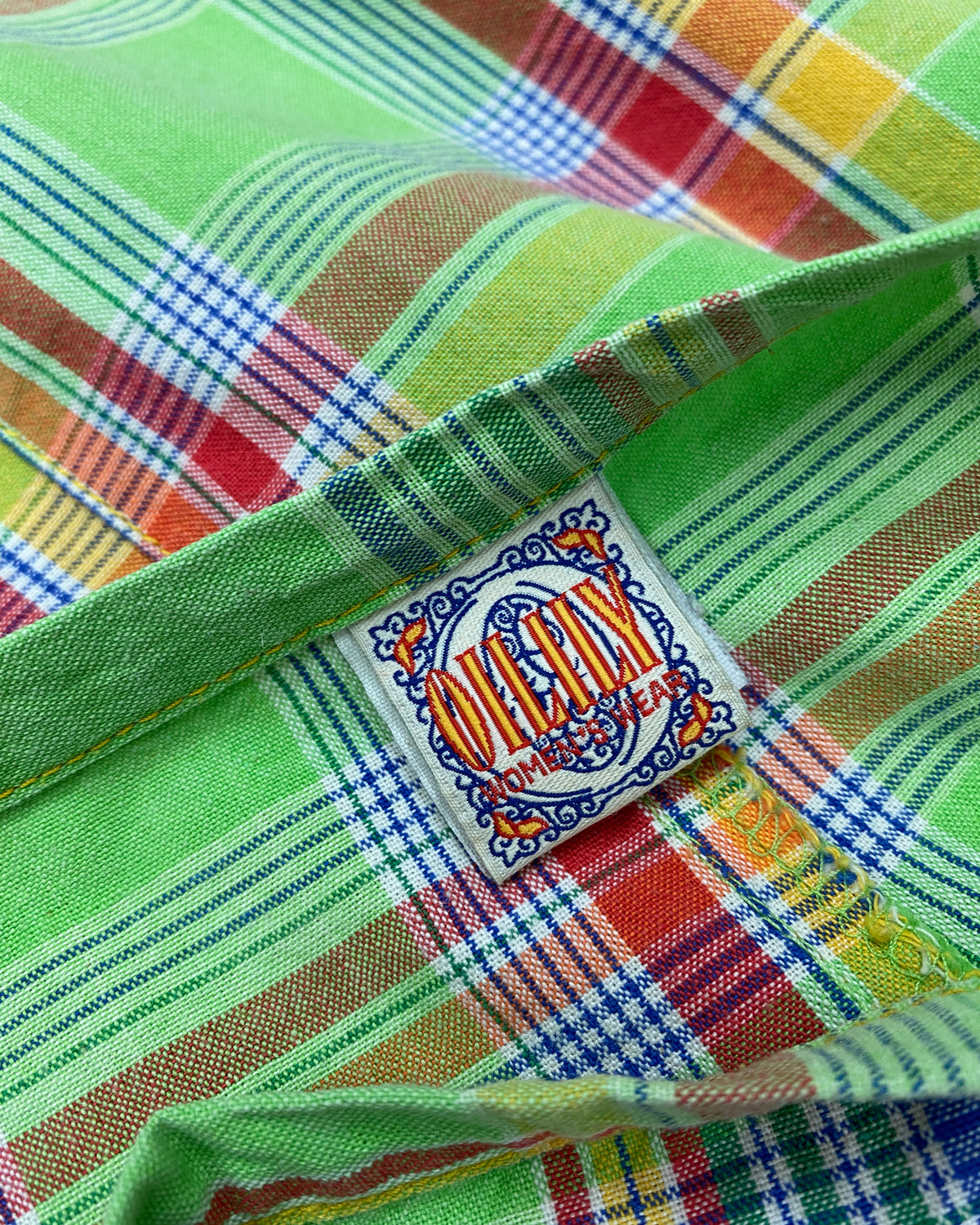 Oilily 1980s Checkered Wrap Cotton Skirt Green