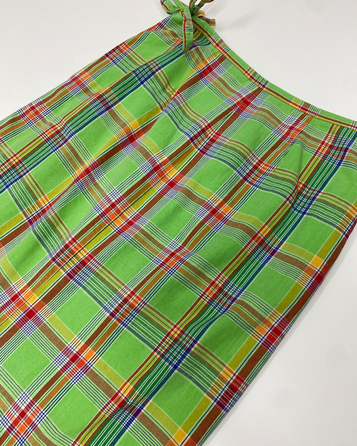 Oilily 1980s Checkered Wrap Cotton Skirt Green