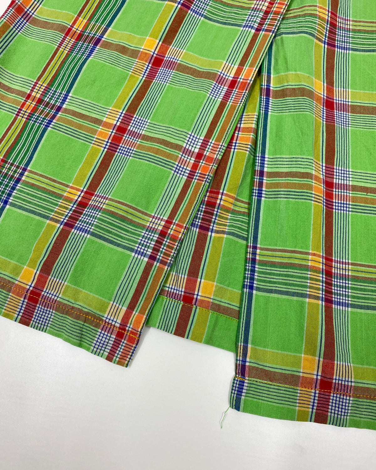 Oilily 1980s Checkered Wrap Cotton Skirt Green