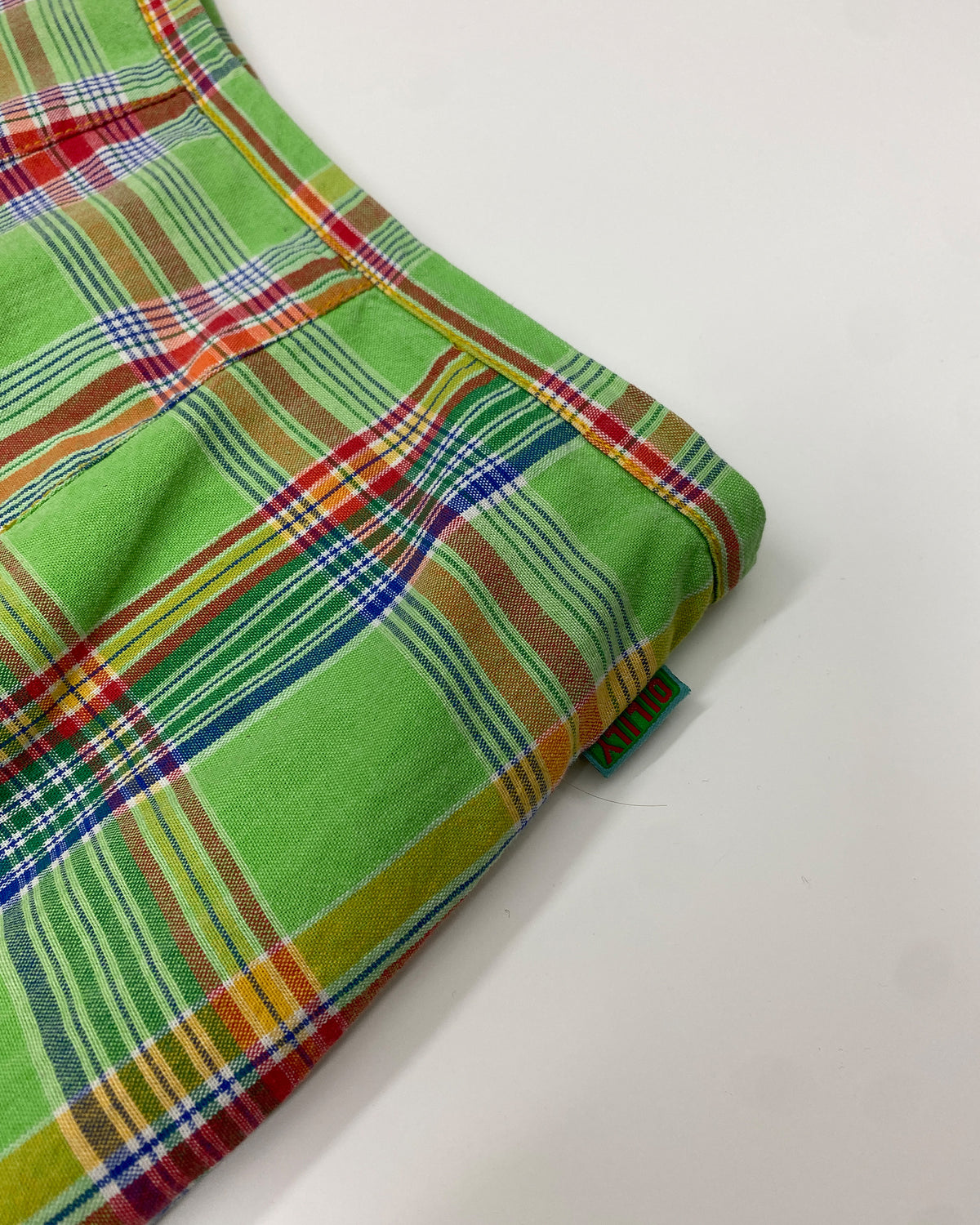 Oilily 1980s Checkered Wrap Cotton Skirt Green