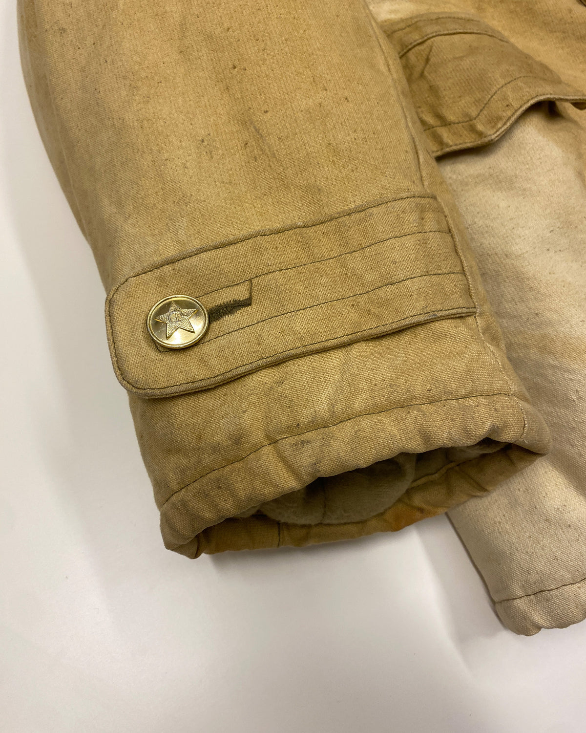Vintage 1980s USSR Soviet Army Padded Parka Jacket Yellow