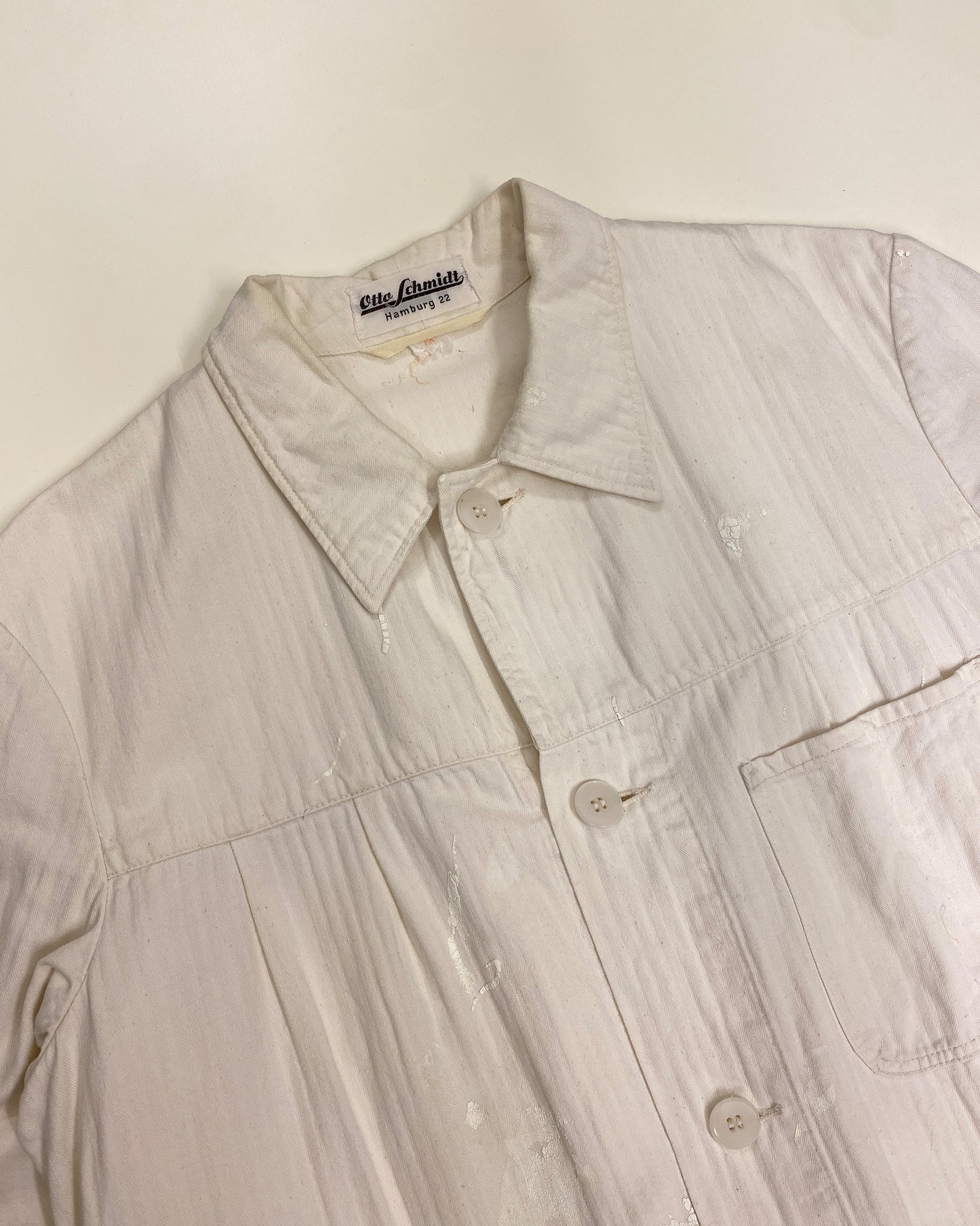 Vintage 1940s German Work Painter Coat White