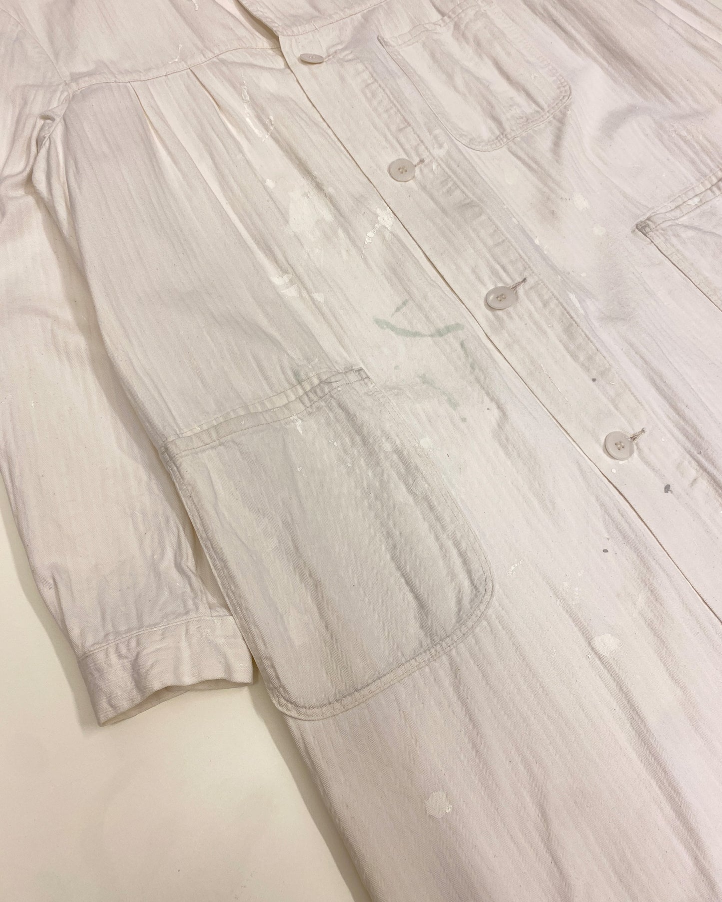 Vintage 1940s German Work Painter Coat White