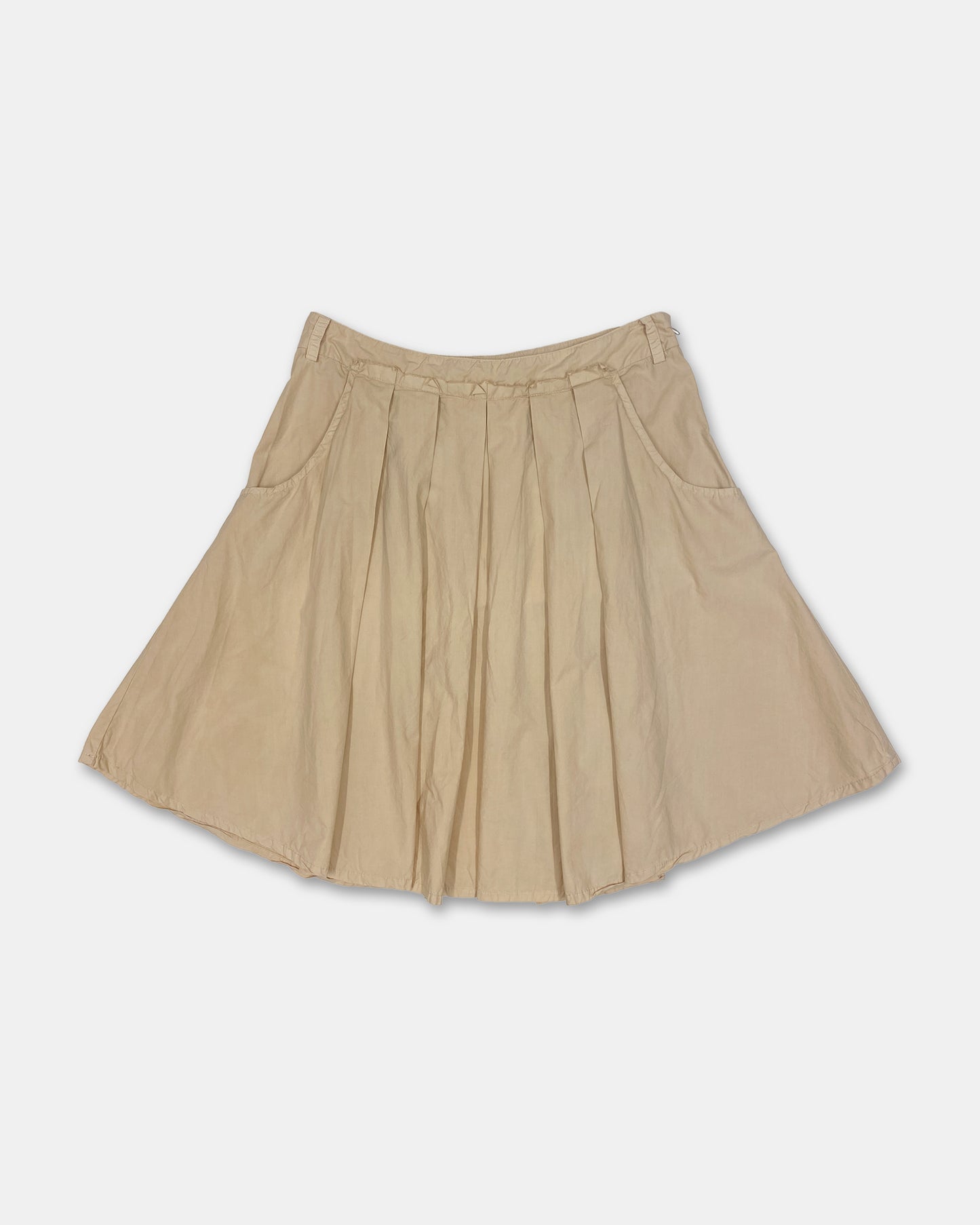 Patrizia Pepe 2000s Pleated Cotton Skirt Beige