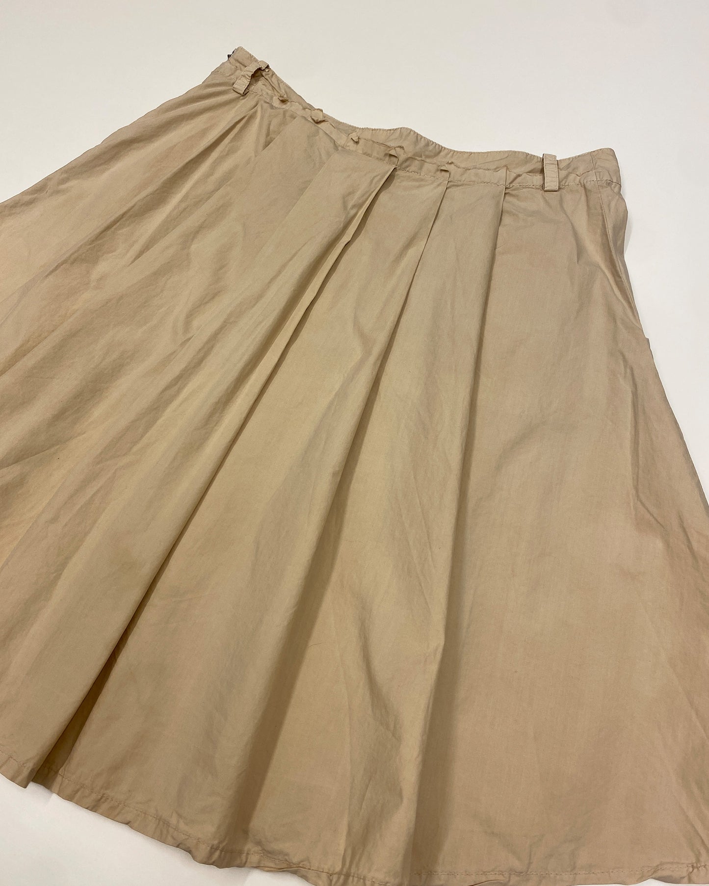 Patrizia Pepe 2000s Pleated Cotton Skirt Beige