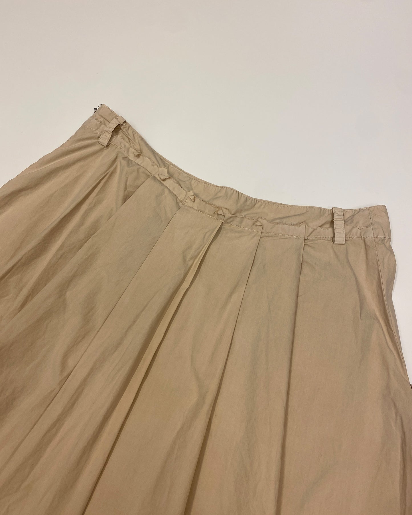 Patrizia Pepe 2000s Pleated Cotton Skirt Beige