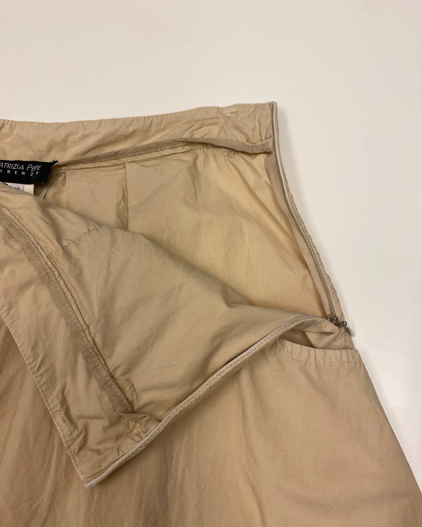 Patrizia Pepe 2000s Pleated Cotton Skirt Beige