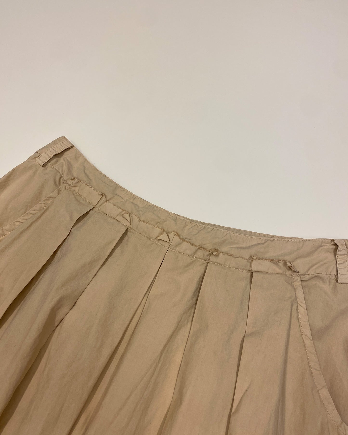 Patrizia Pepe 2000s Pleated Cotton Skirt Beige