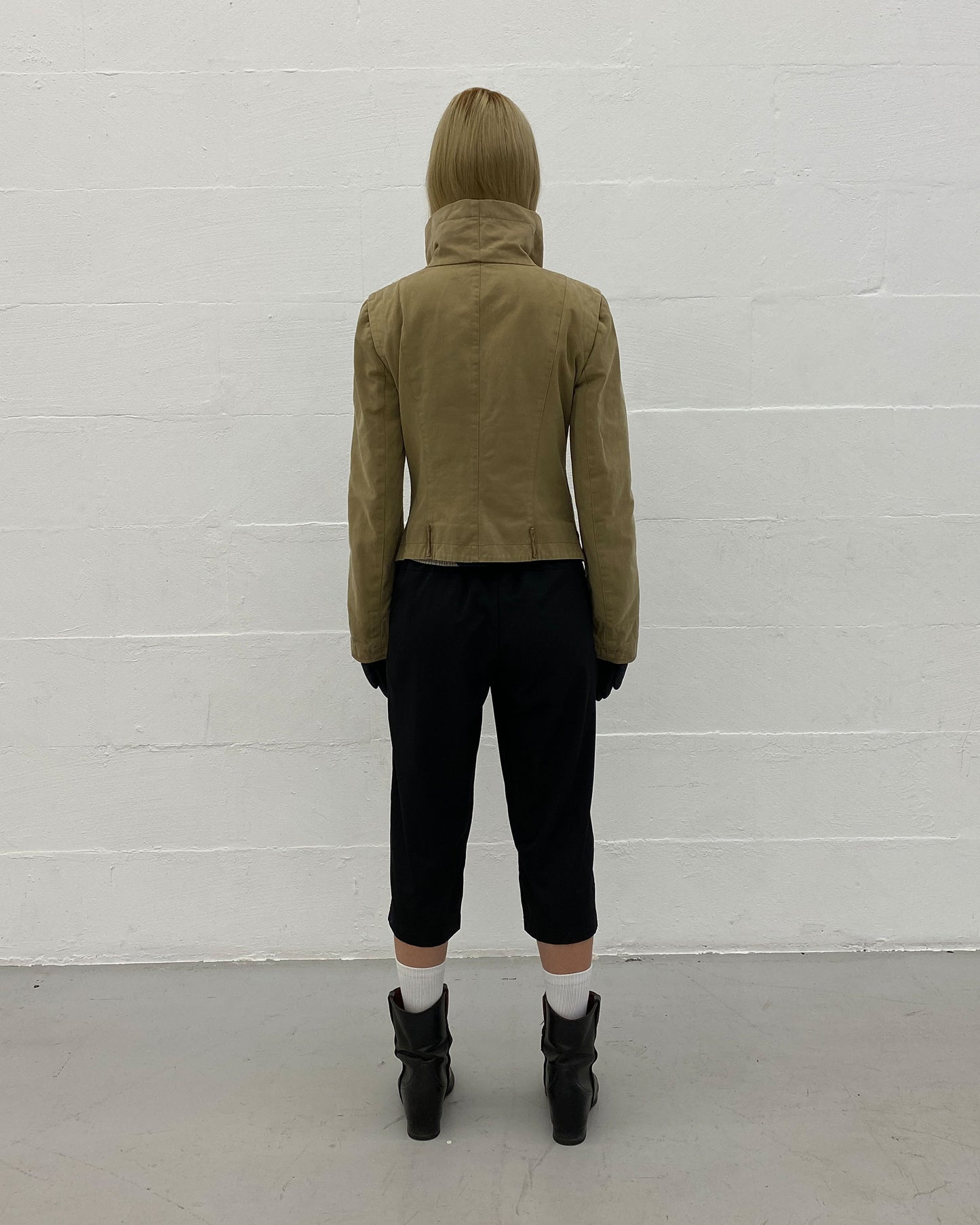 Patrizia Pepe 1990s High Collar Jacket Beige