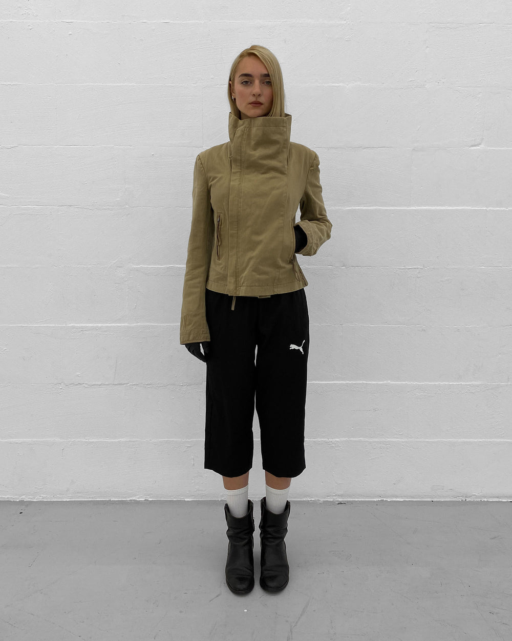 Patrizia Pepe 1990s High Collar Jacket Beige