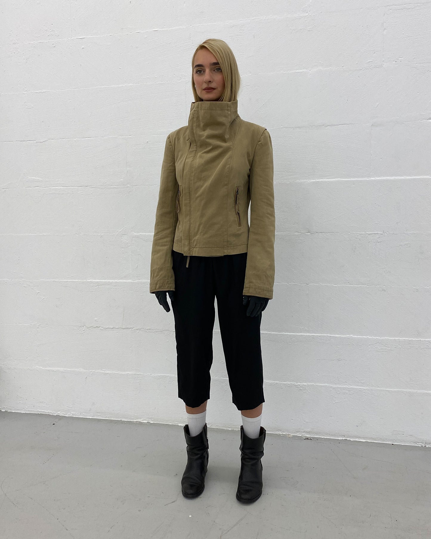 Patrizia Pepe 1990s High Collar Jacket Beige