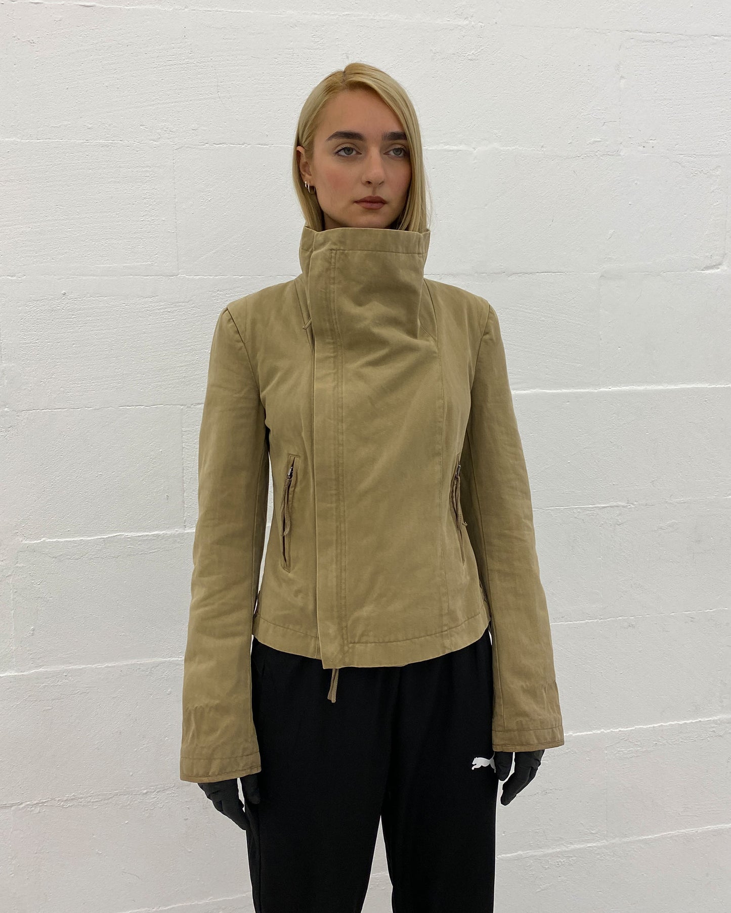 Patrizia Pepe 1990s High Collar Jacket Beige