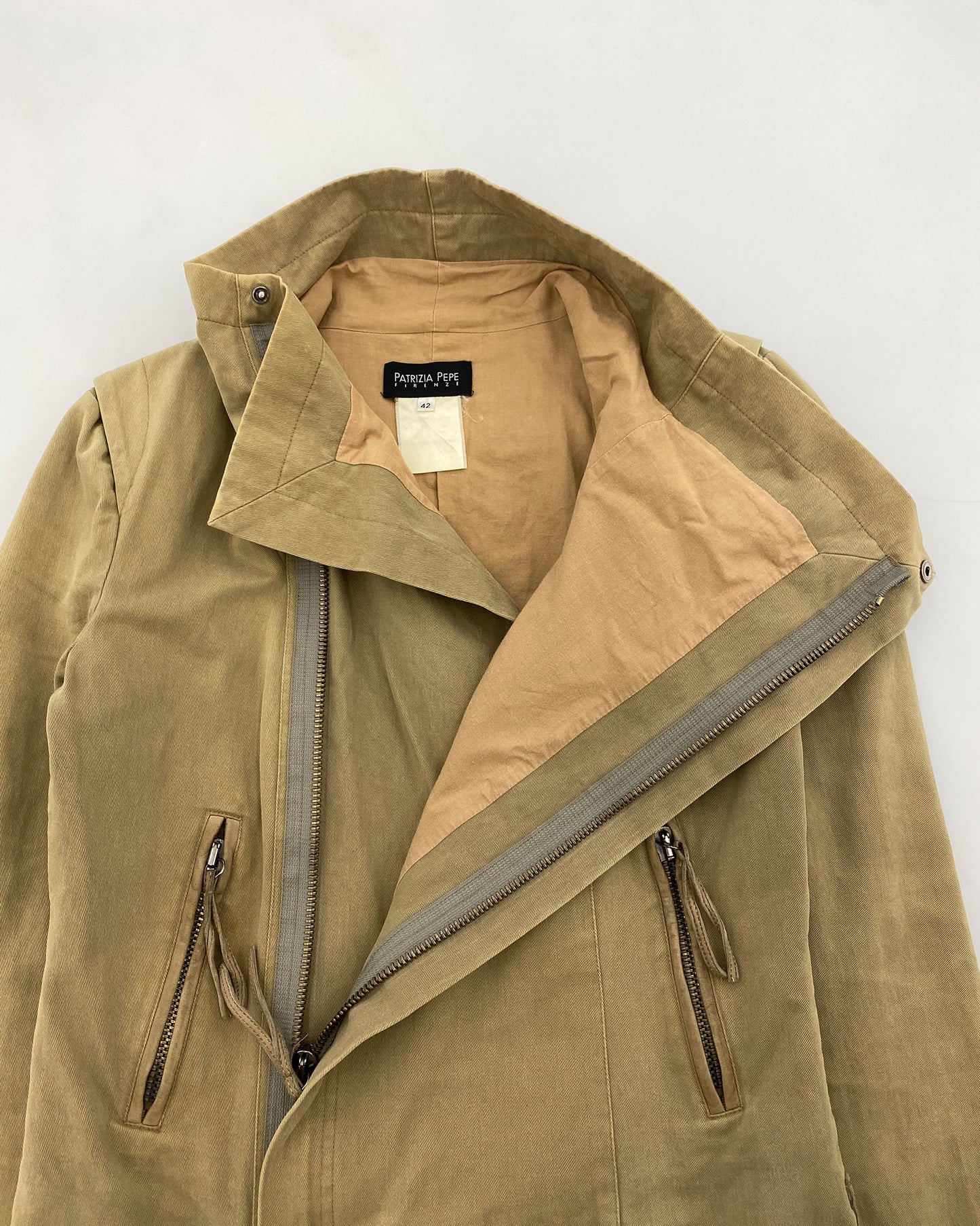 Patrizia Pepe 1990s High Collar Jacket Beige