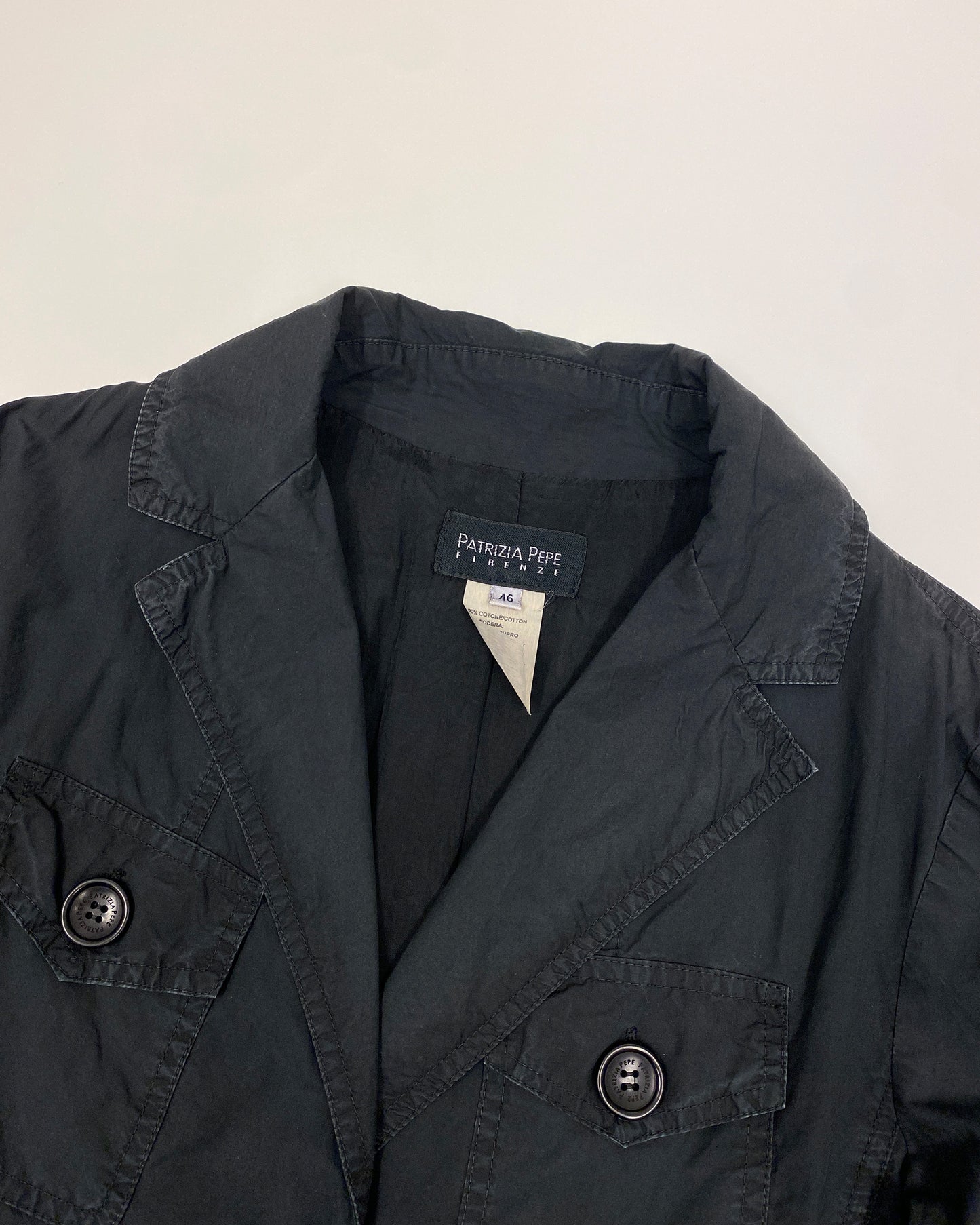 Patrizia Pepe 2000s Cotton Blazer Jacket Black
