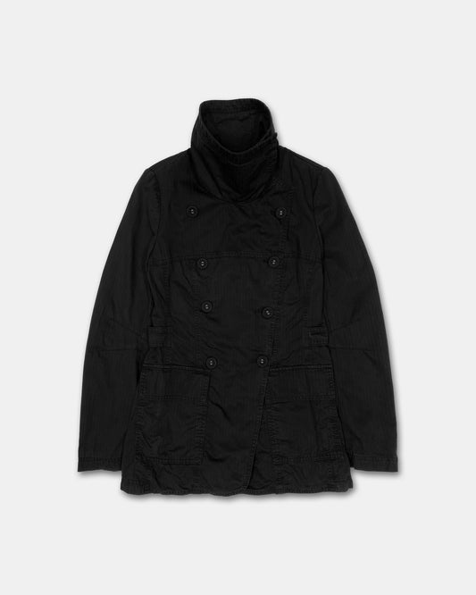 Patrizia Pepe 2000s Double Breasted Short Coat Jacket Black