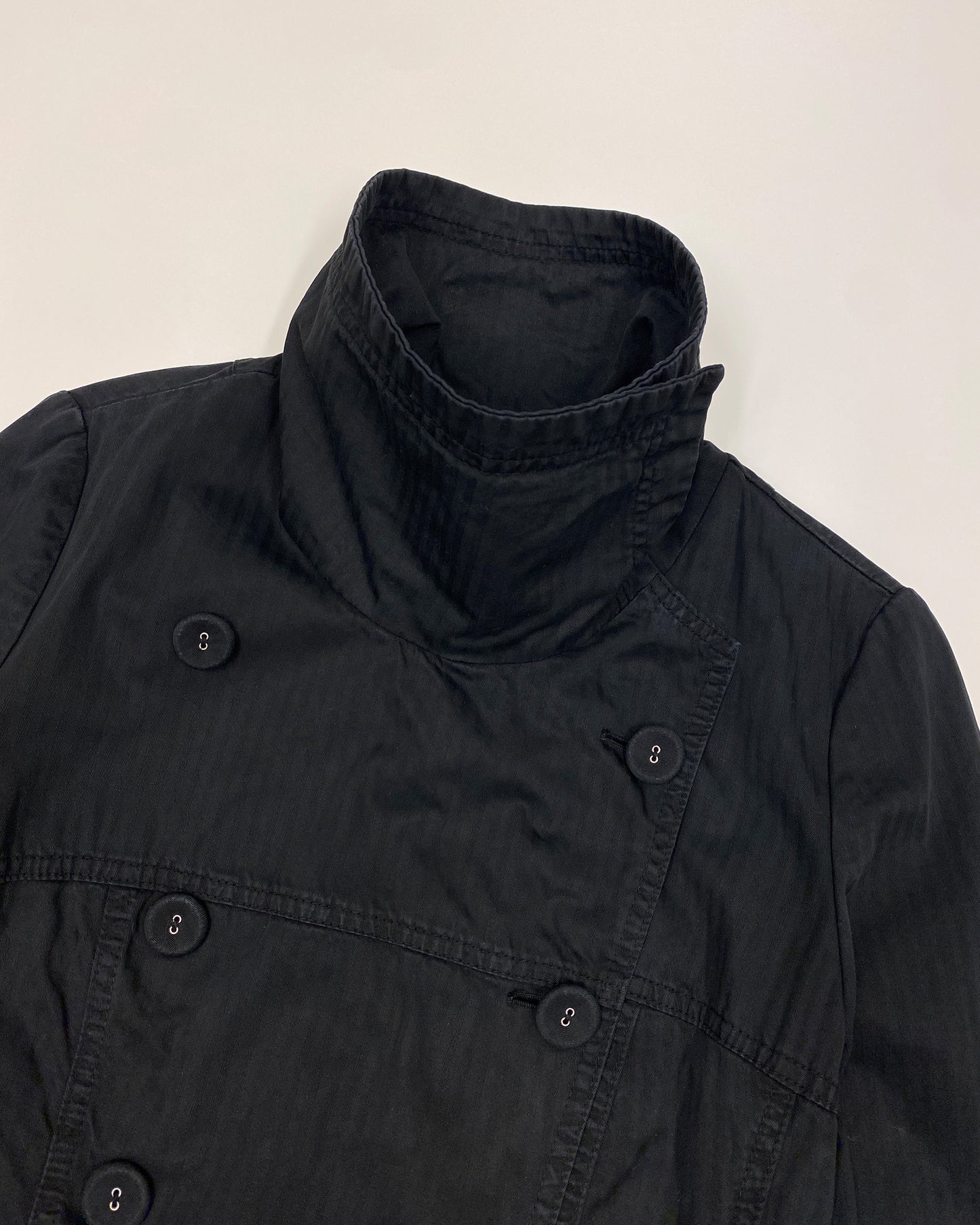 Patrizia Pepe 2000s Double Breasted Short Coat Jacket Black
