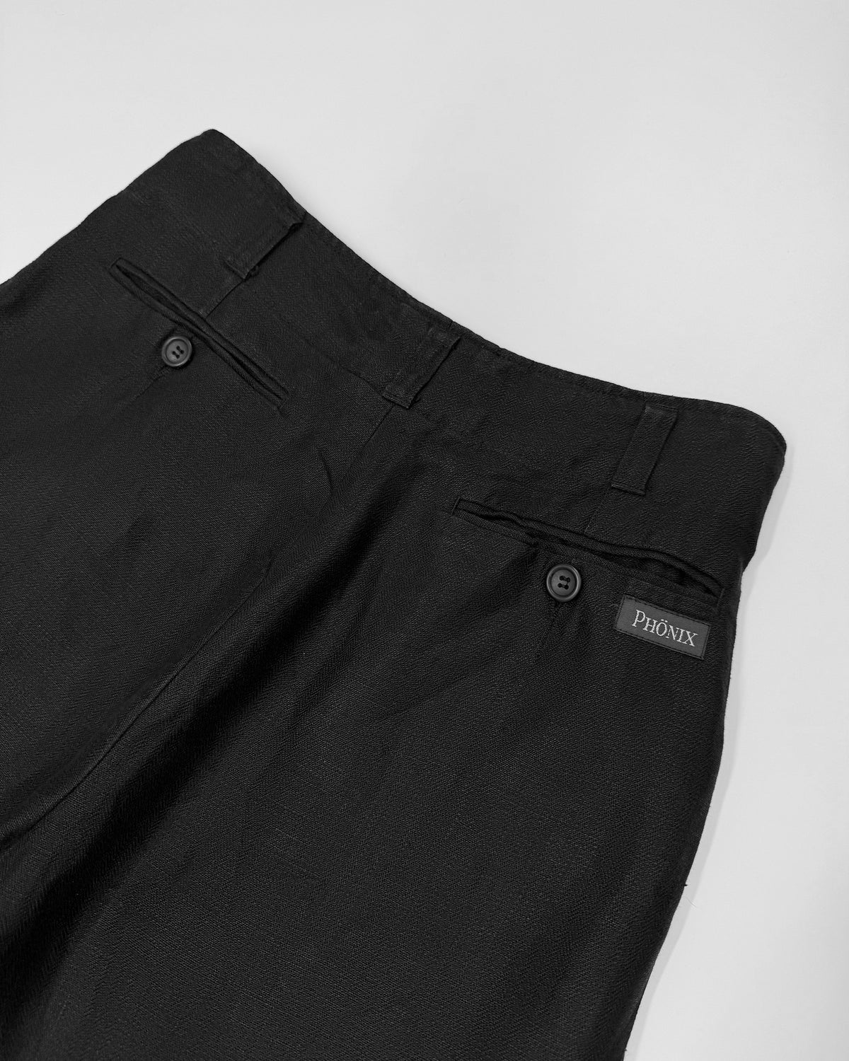 Vintage 1980s Pleated Wide Linen Pants Black