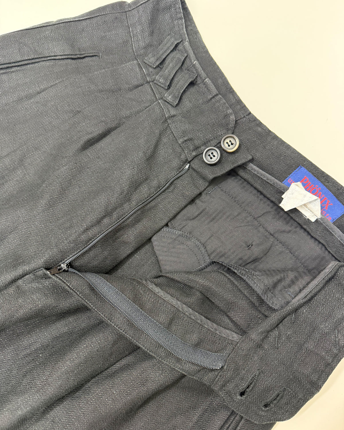 Vintage 1980s Pleated Wide Linen Pants Black