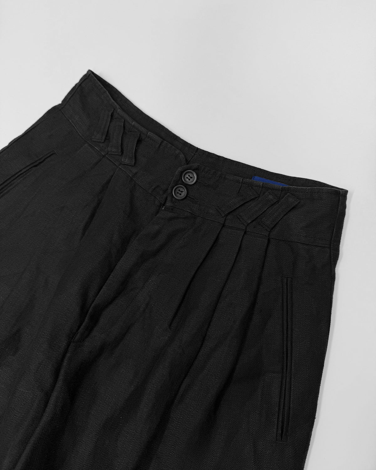 Vintage 1980s Pleated Wide Linen Pants Black