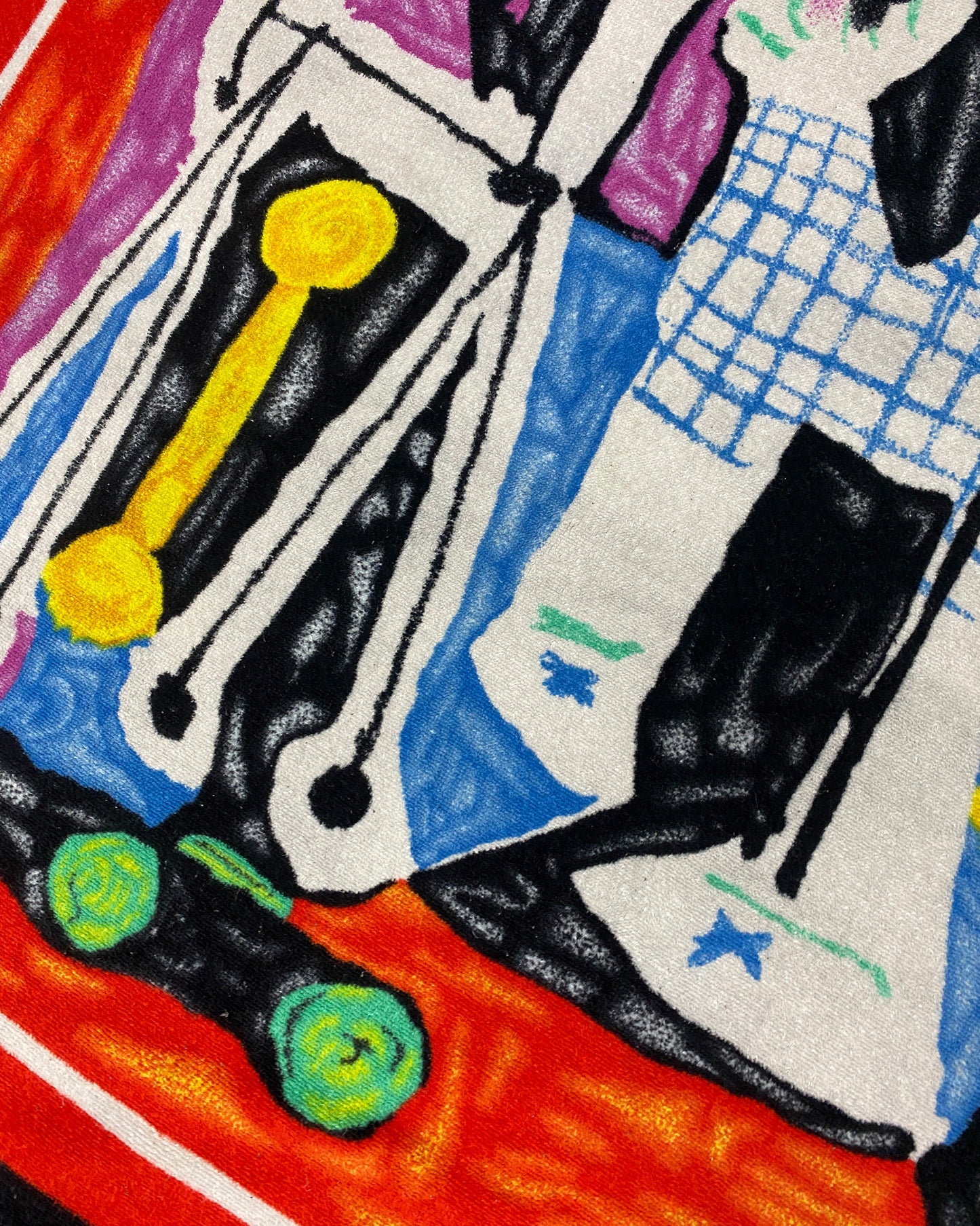 Vintage 1988 Picasso Enfant avec cheval à roulettes Beach Towel Black
