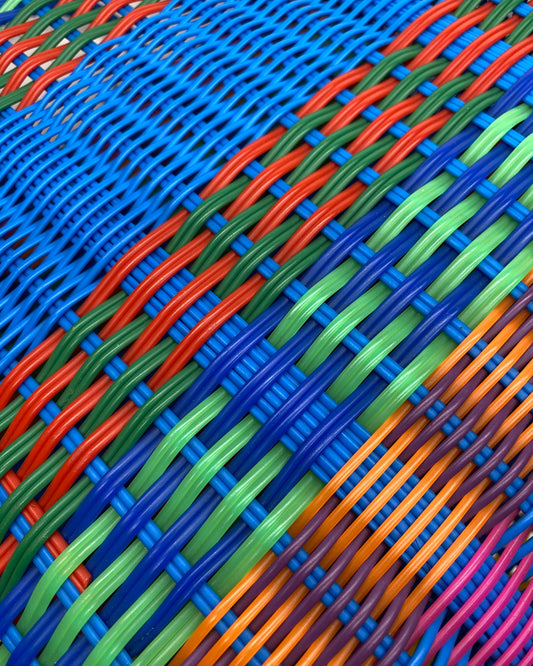 Vintage 2000s Plastic Woven Basket Bag Multicolor