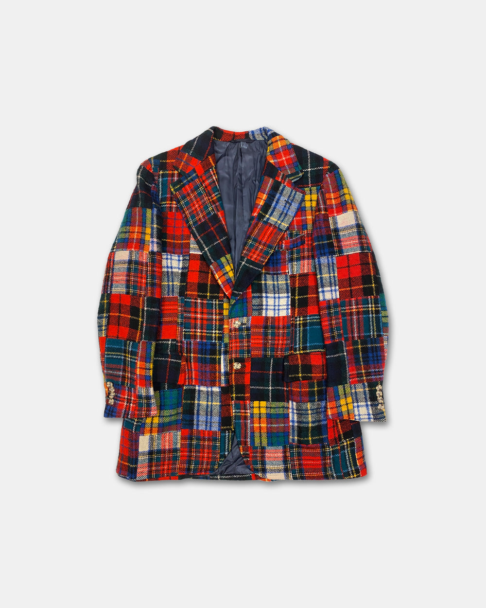 Polo by Ralph Lauren 1980s Patchwork Madras Checkered Wool Blazer Jacket Multicolor