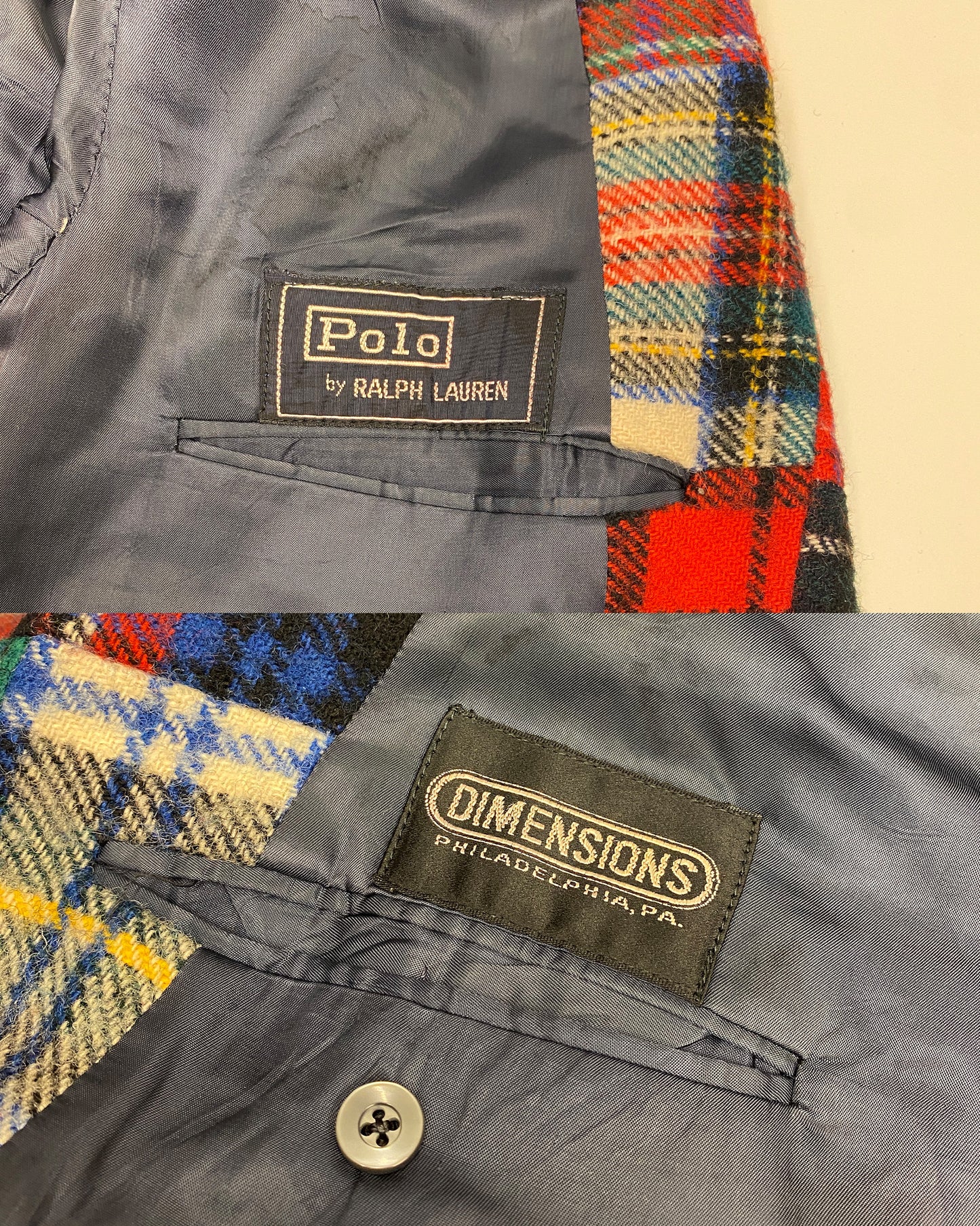 Polo by Ralph Lauren 1980s Patchwork Madras Checkered Wool Blazer Jacket Multicolor