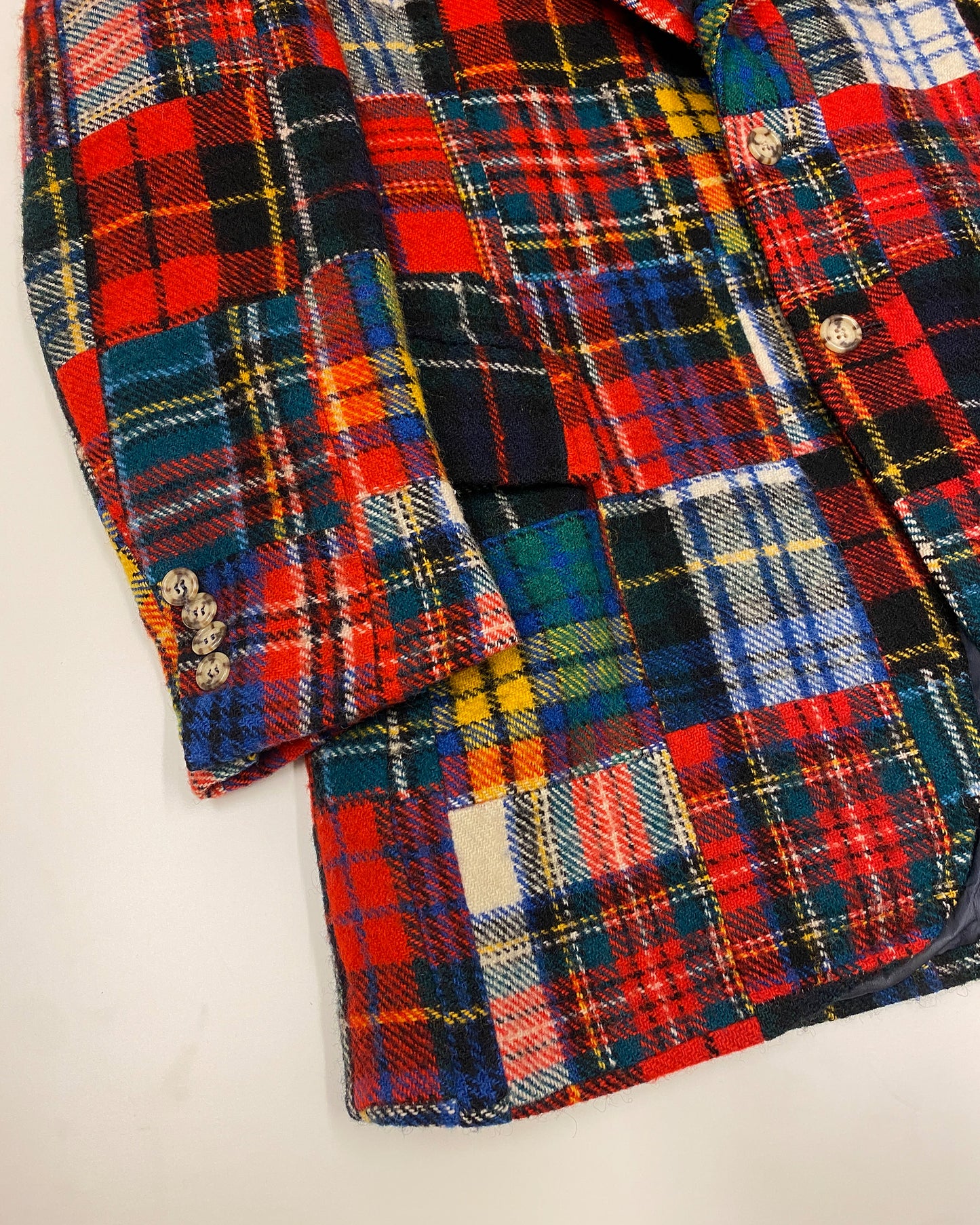 Polo by Ralph Lauren 1980s Patchwork Madras Checkered Wool Blazer Jacket Multicolor