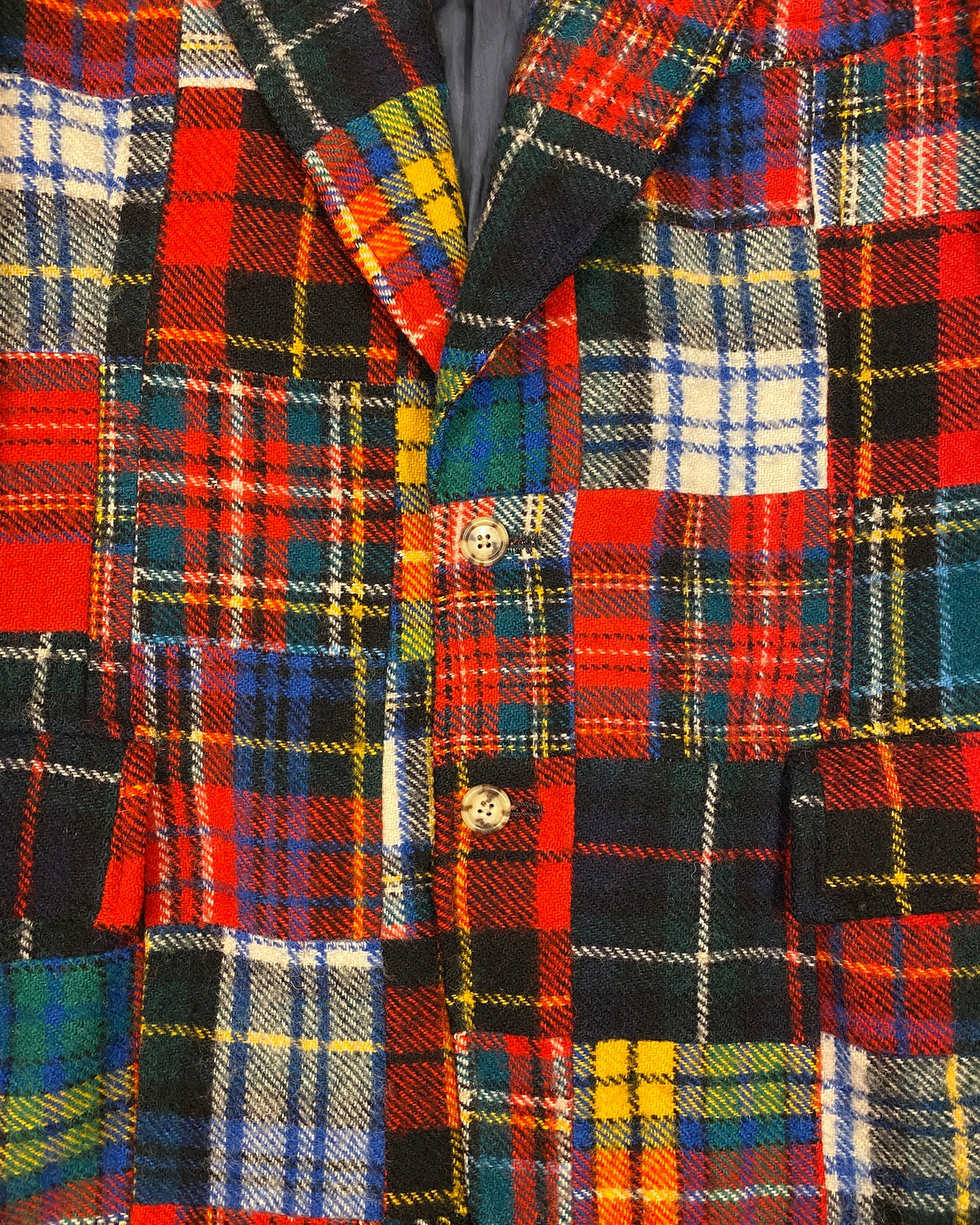 Polo by Ralph Lauren 1980s Patchwork Madras Checkered Wool Blazer Jacket Multicolor