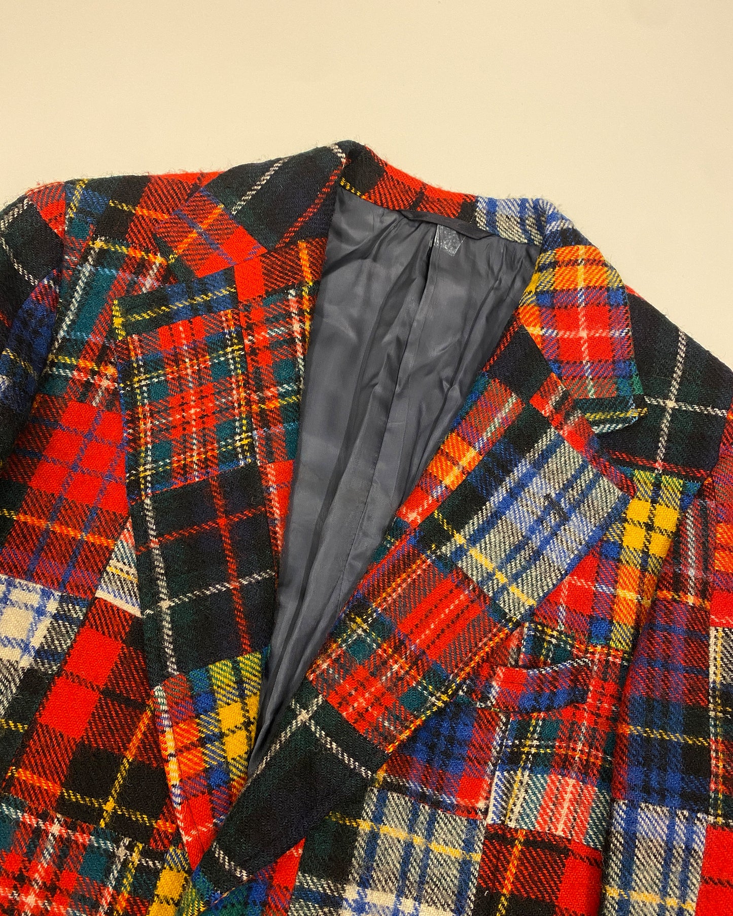 Polo by Ralph Lauren 1980s Patchwork Madras Checkered Wool Blazer Jacket Multicolor